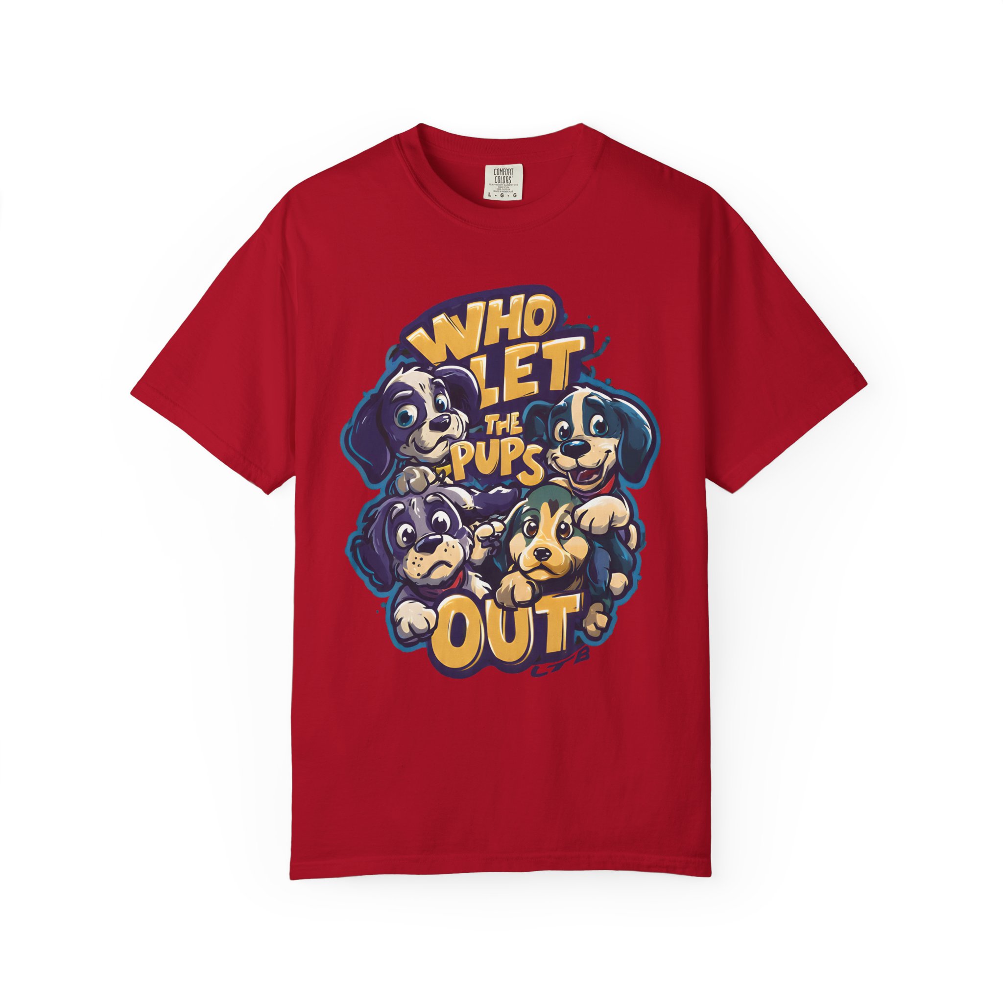 Who Let the Pups Out T-Shirt | Cute Cartoon Puppy Squad Streetwear Tee - Image 5