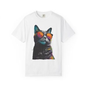 Cool Cat Sunglasses T-Shirt | Colorful Kitty Artistic Streetwear Tee