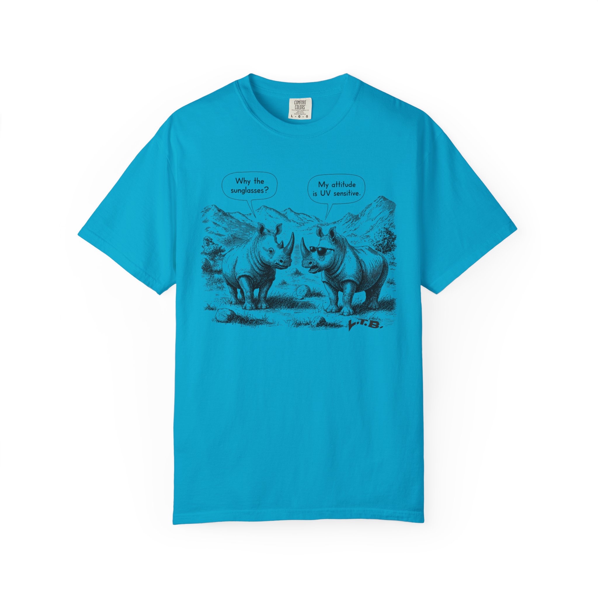 Rhino Attitude T-Shirt | Funny UV Sensitive Sunglasses Animal Streetwear Tee - Image 9