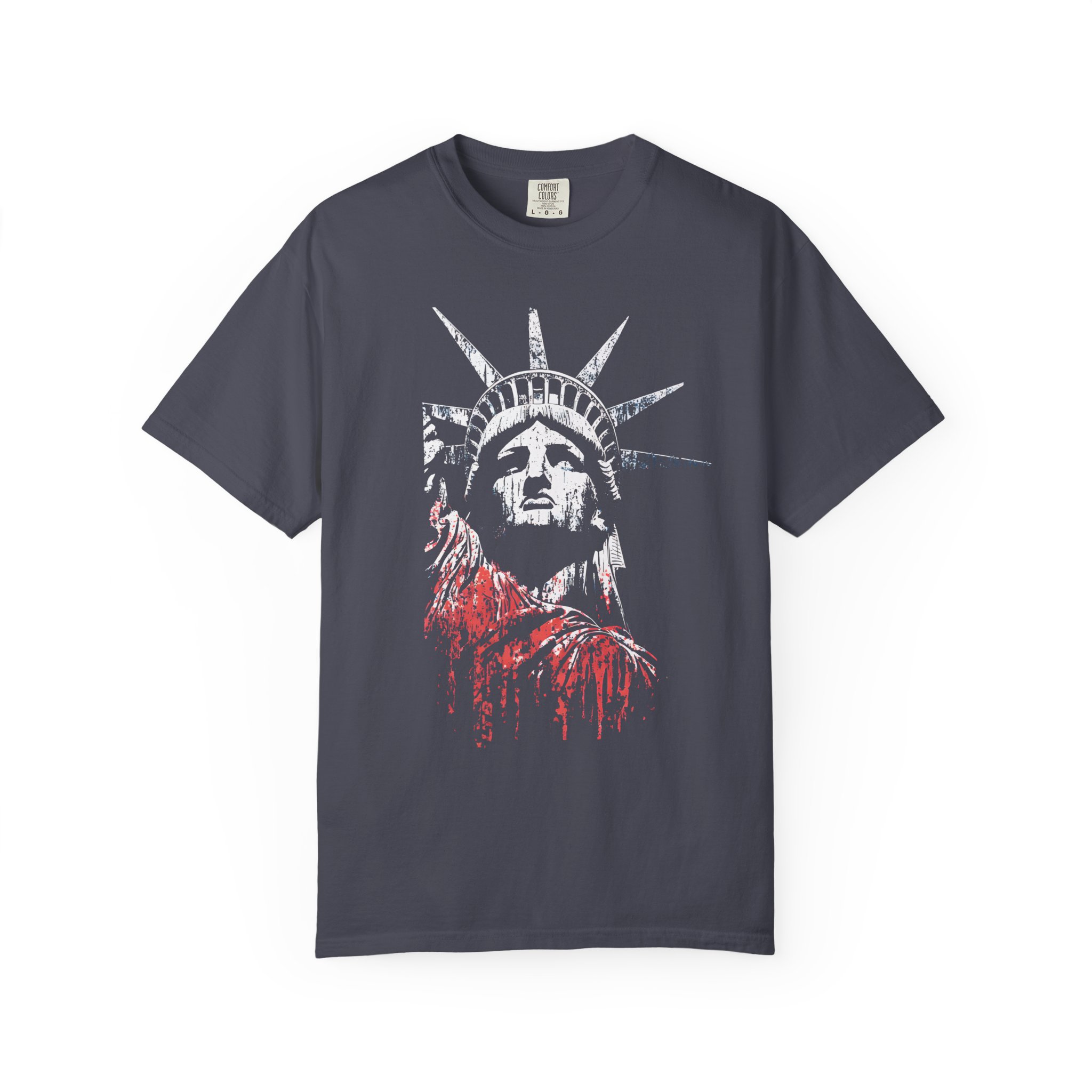 Statue of Liberty T-Shirt | Distressed Red Drip Patriotic Streetwear Tee - Image 10