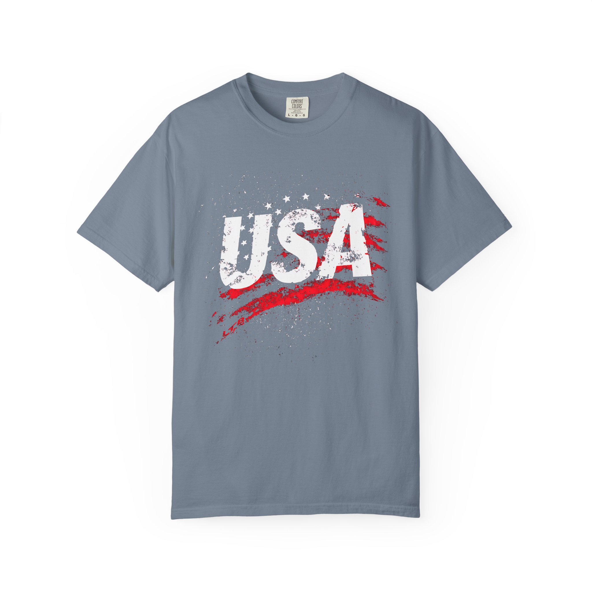 USA T-Shirt | Distressed Grunge Flag Brushstroke Patriotic Streetwear Tee - Image 8