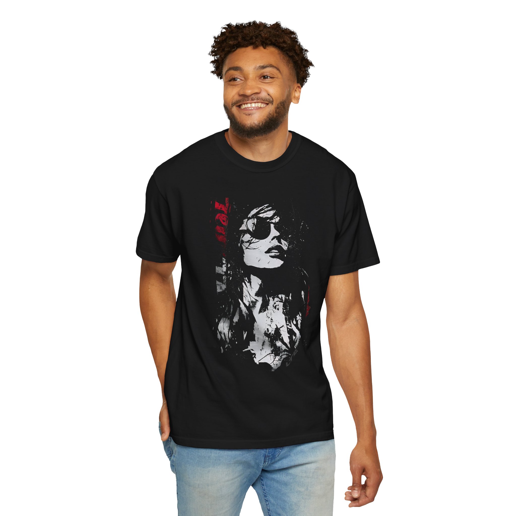 Girl Portrait With Sunglasses T-Shirt | High‑Contrast Art Streetwear Tee - Image 3
