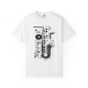 Saxophone Geometric Graphic T-Shirt | Abstract Jazz Instrument Streetwear Tee
