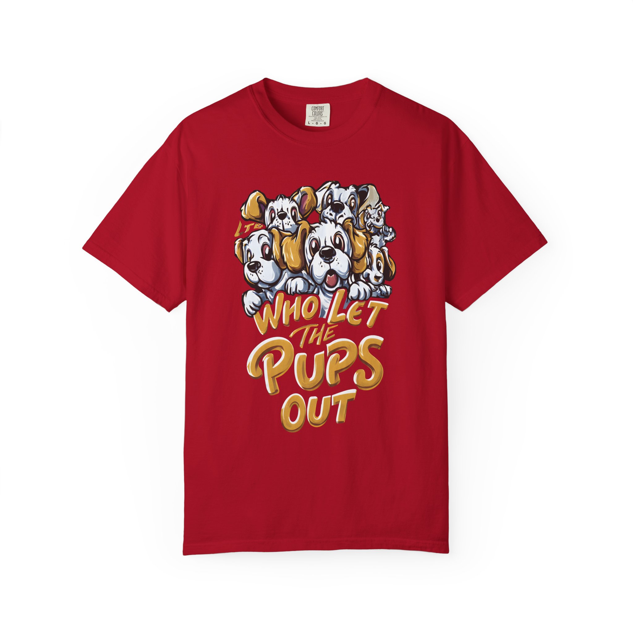 Who Let the Pups Out T-Shirt | Cute Cartoon Puppy Lineup Fun Streetwear Tee - Image 15