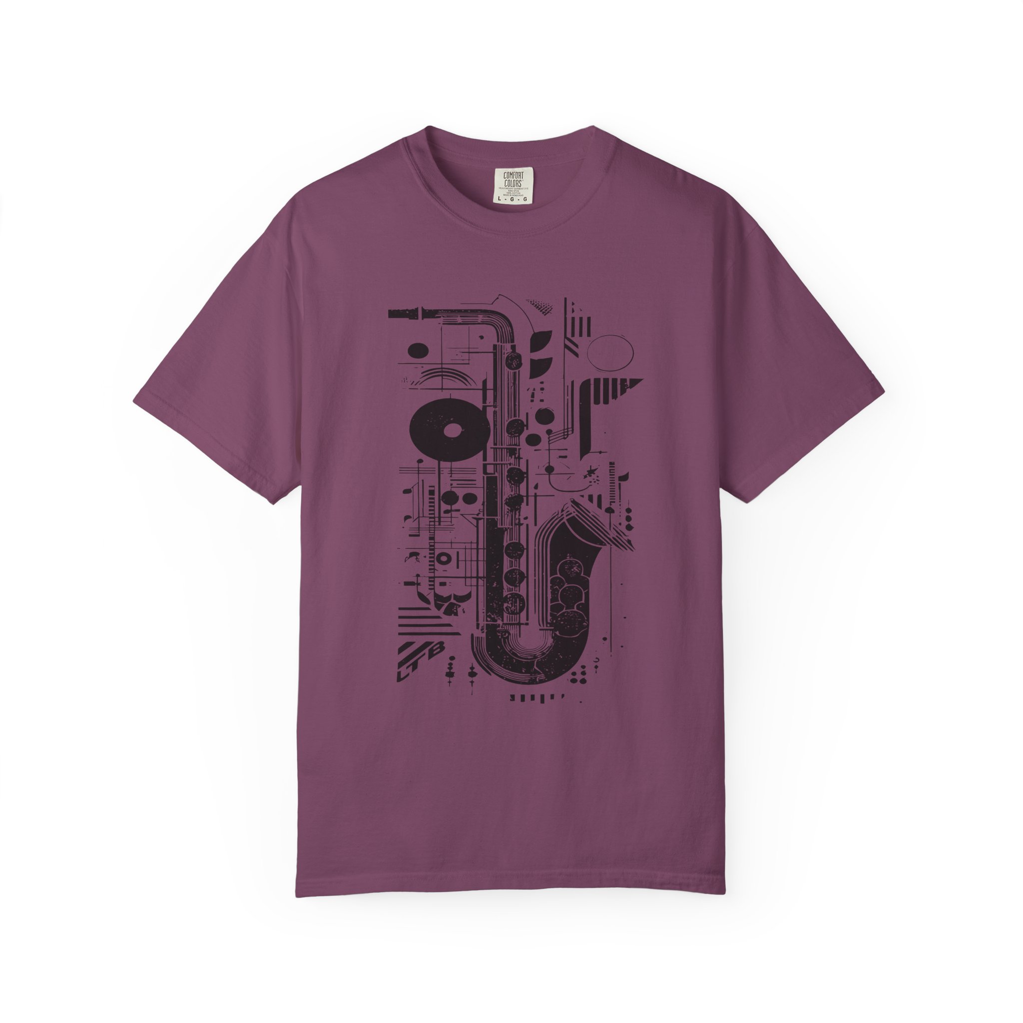 Saxophone Geometric Graphic T-Shirt | Abstract Jazz Instrument Streetwear Tee - Image 13