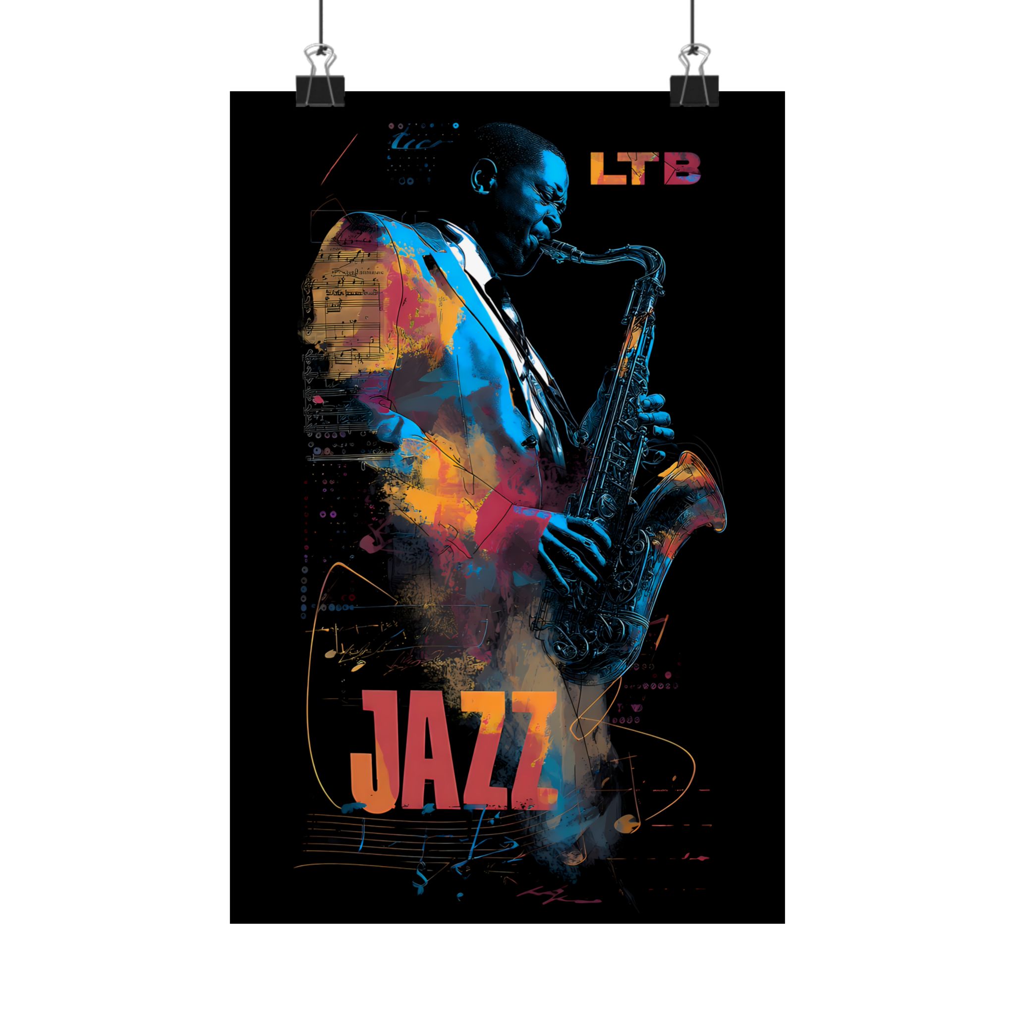 Jazz Saxophone Matte Vertical Poster | Colorful Musician Wall Art Decor