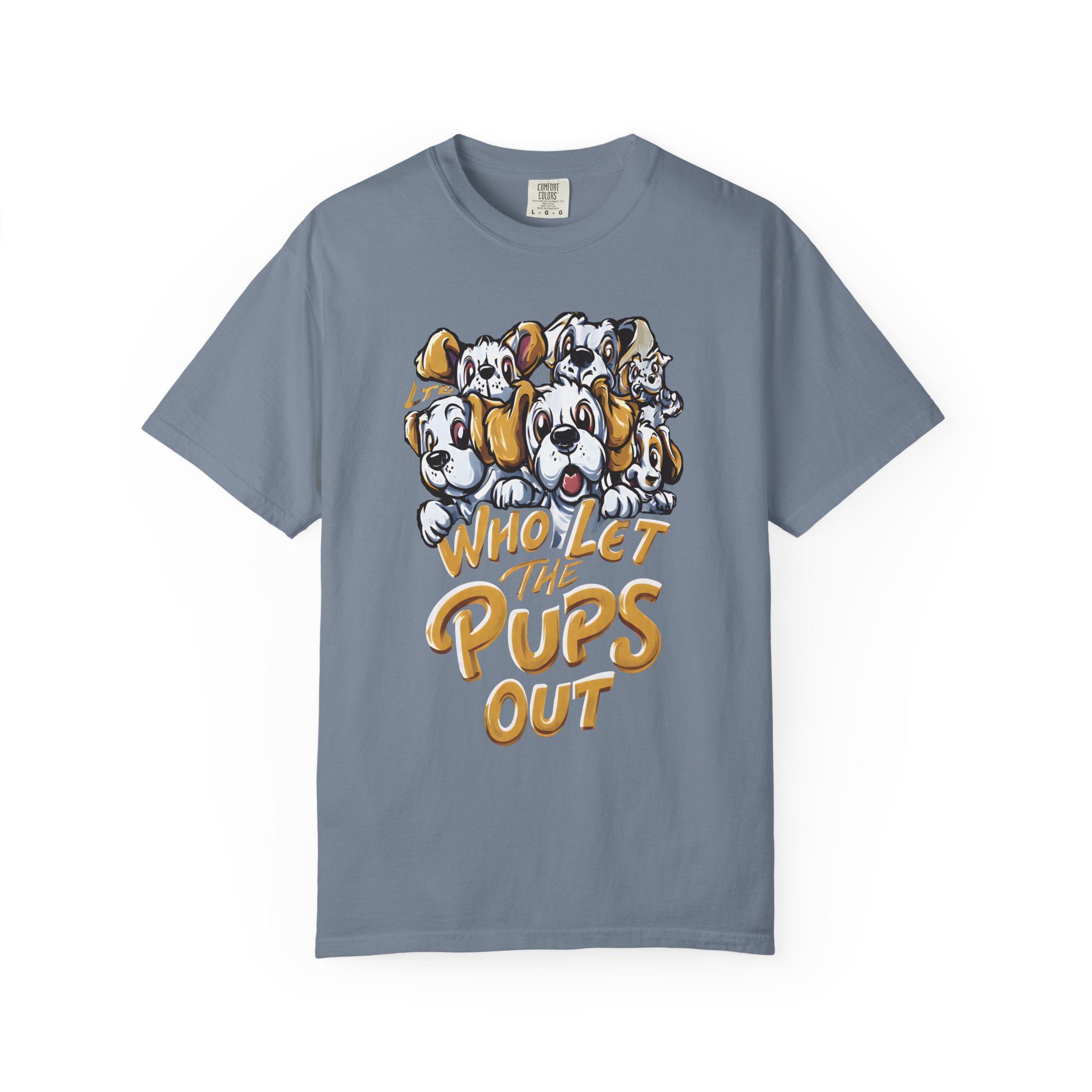 Who Let the Pups Out T-Shirt | Cute Cartoon Puppy Lineup Fun Streetwear Tee - Image 8