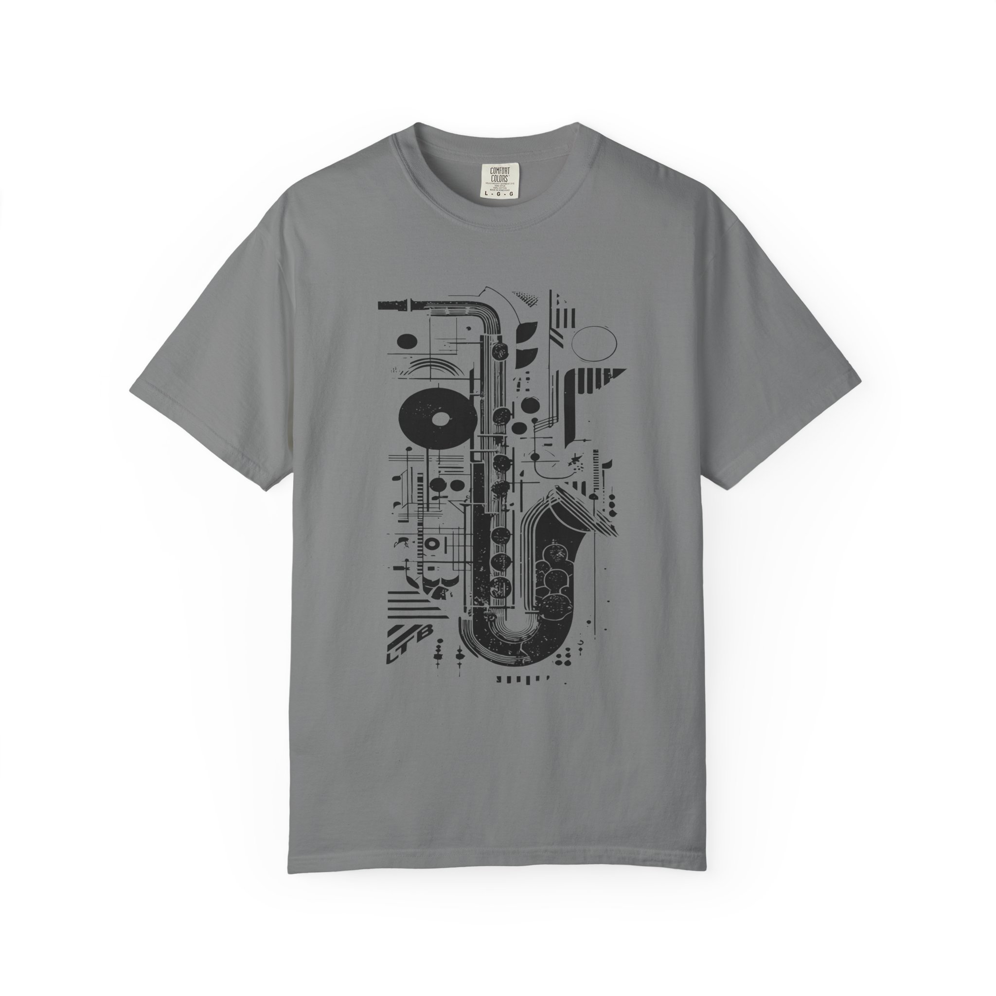 Saxophone Geometric Graphic T-Shirt | Abstract Jazz Instrument Streetwear Tee - Image 6
