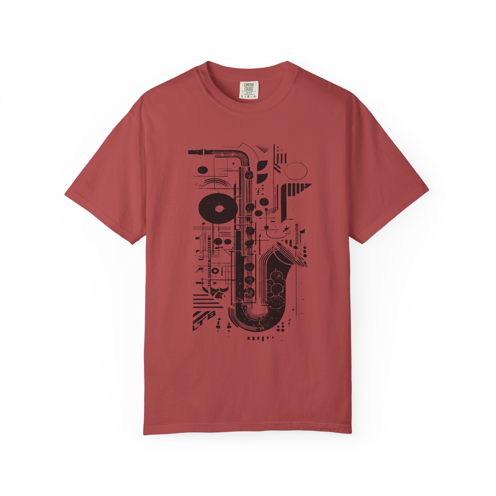 Saxophone Geometric Graphic T-Shirt | Abstract Jazz Instrument Streetwear Tee - Image 15