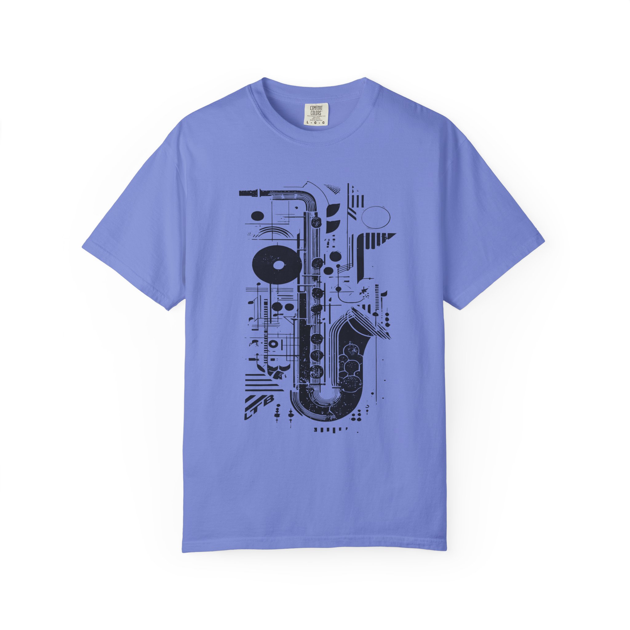 Saxophone Geometric Graphic T-Shirt | Abstract Jazz Instrument Streetwear Tee - Image 11