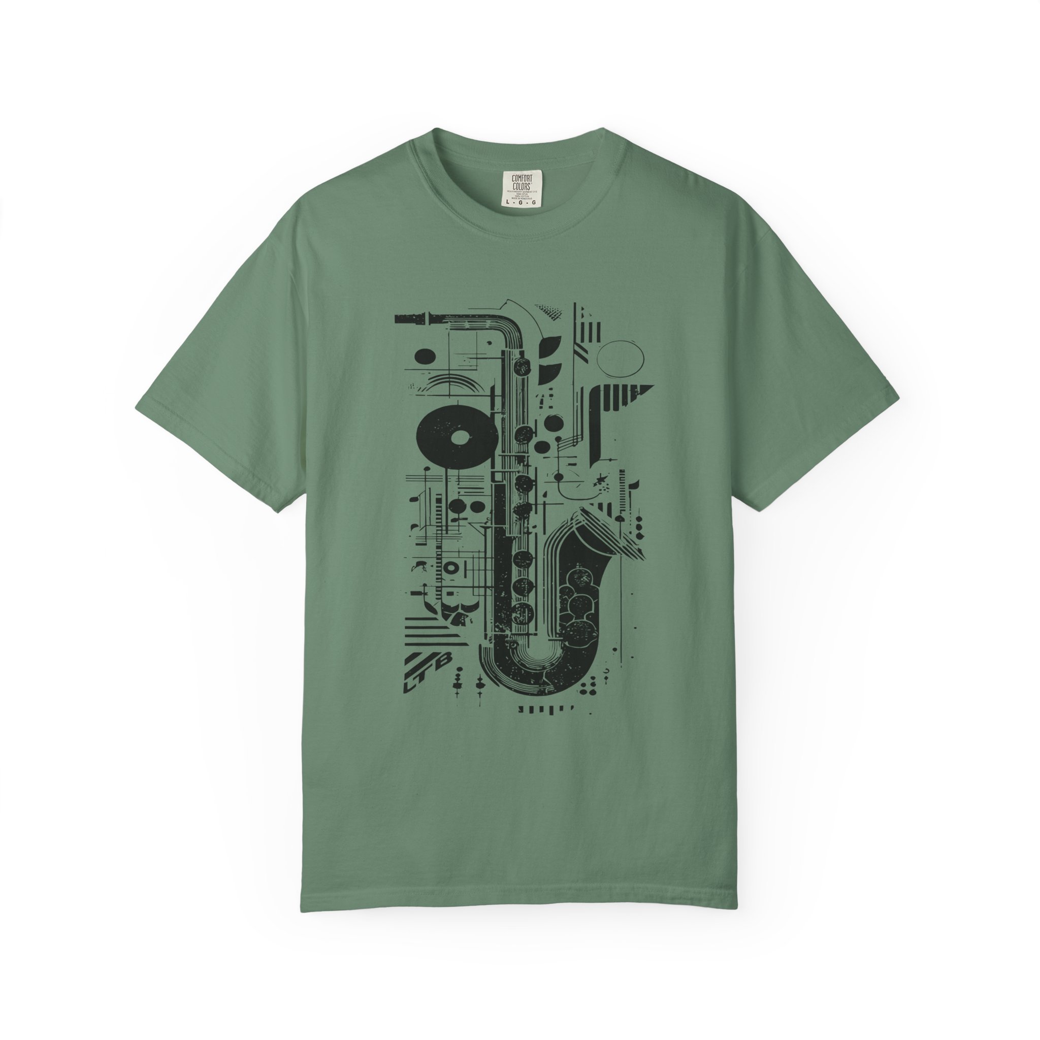 Saxophone Geometric Graphic T-Shirt | Abstract Jazz Instrument Streetwear Tee - Image 8
