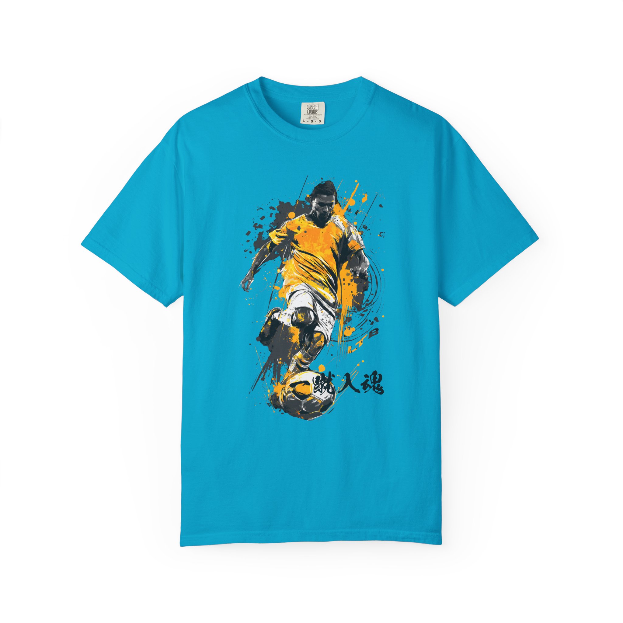 Soccer Goal Graphic T-Shirt | Dynamic Intensity Football With Japanese Kanji Tee - Image 8