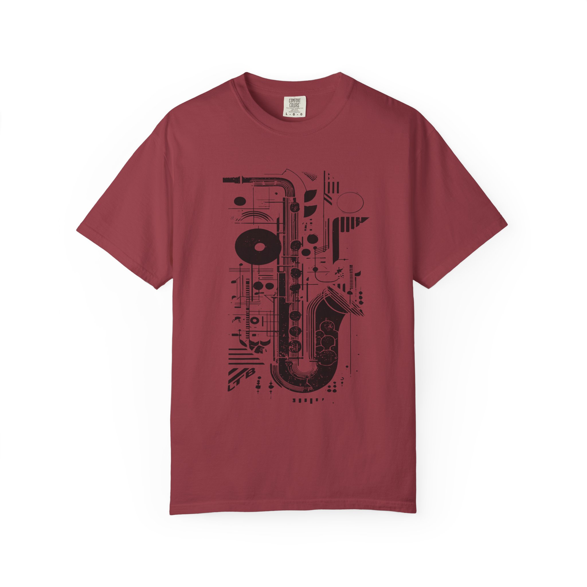 Saxophone Geometric Graphic T-Shirt | Abstract Jazz Instrument Streetwear Tee - Image 14