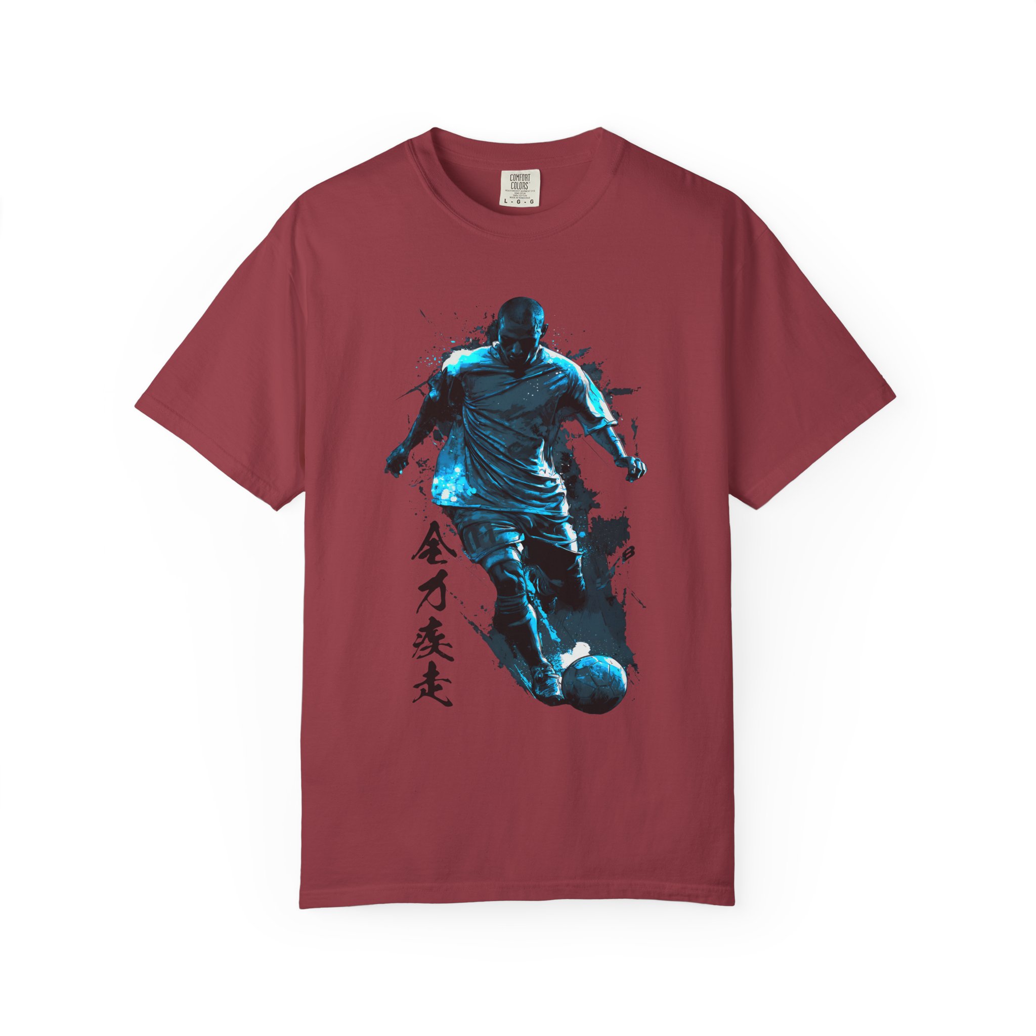 Soccer Goal Graphic T-Shirt | Dynamic Speed Football With Japanese Kanji Tee - Image 13