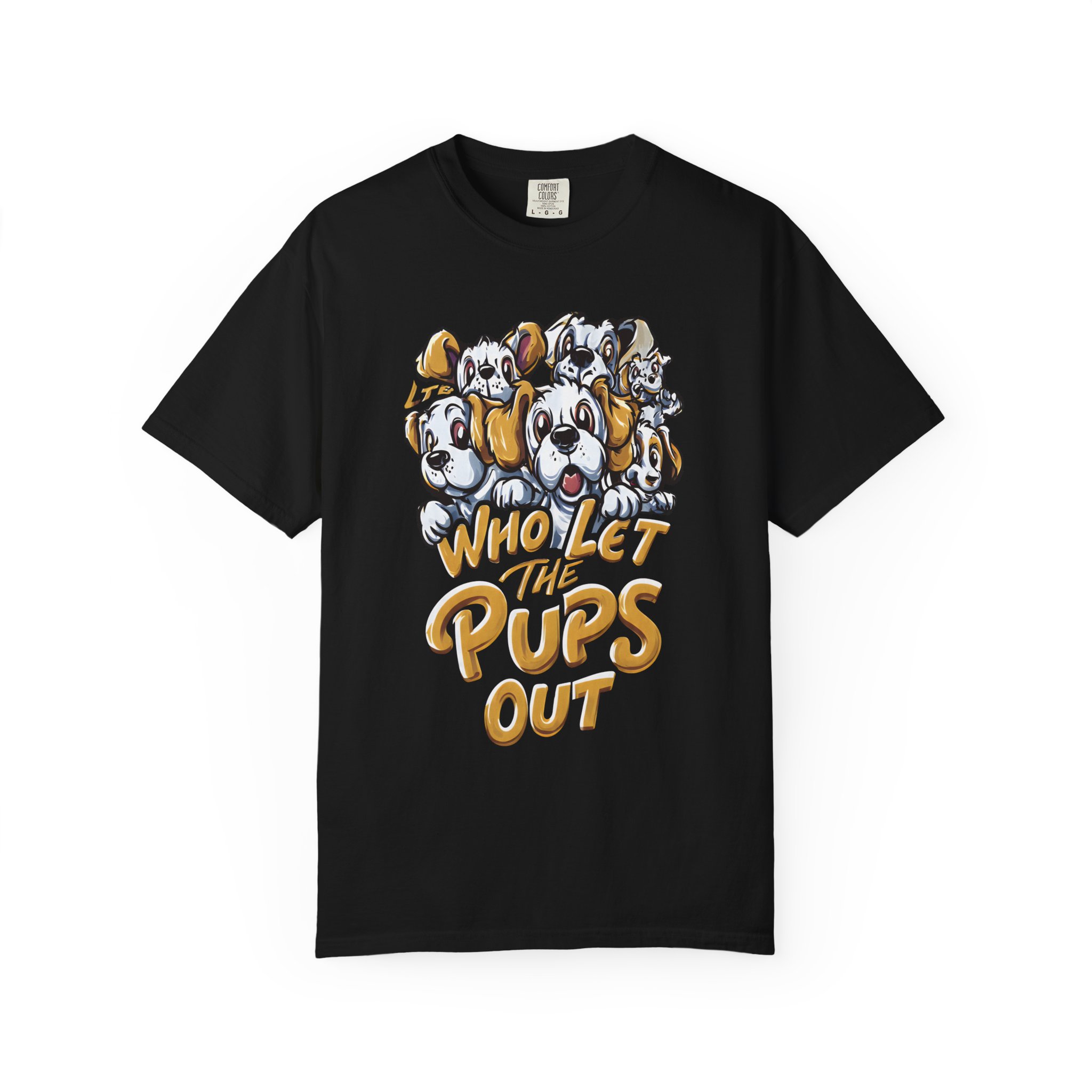 Who Let the Pups Out T-Shirt | Cute Cartoon Puppy Lineup Fun Streetwear Tee