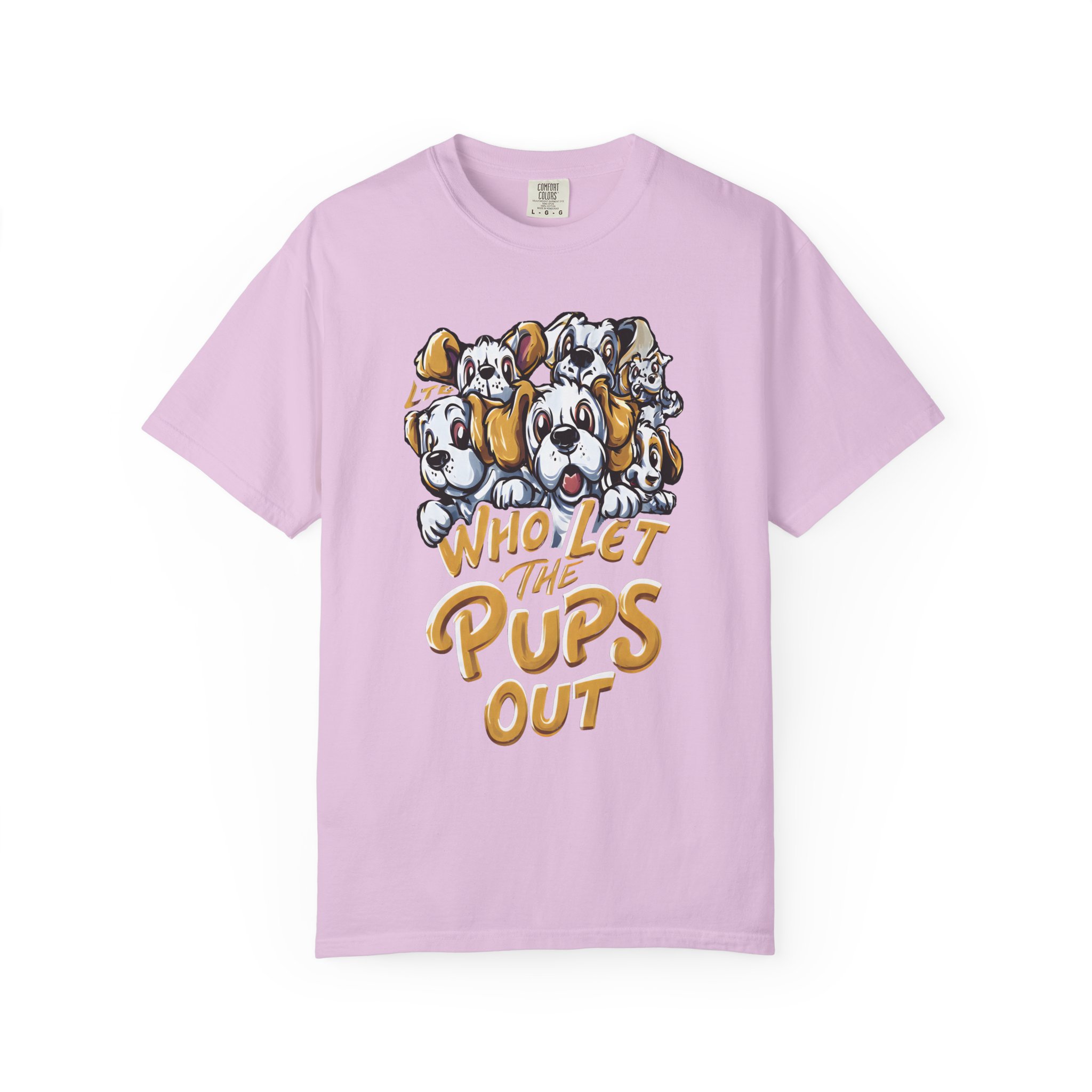 Who Let the Pups Out T-Shirt | Cute Cartoon Puppy Lineup Fun Streetwear Tee - Image 11