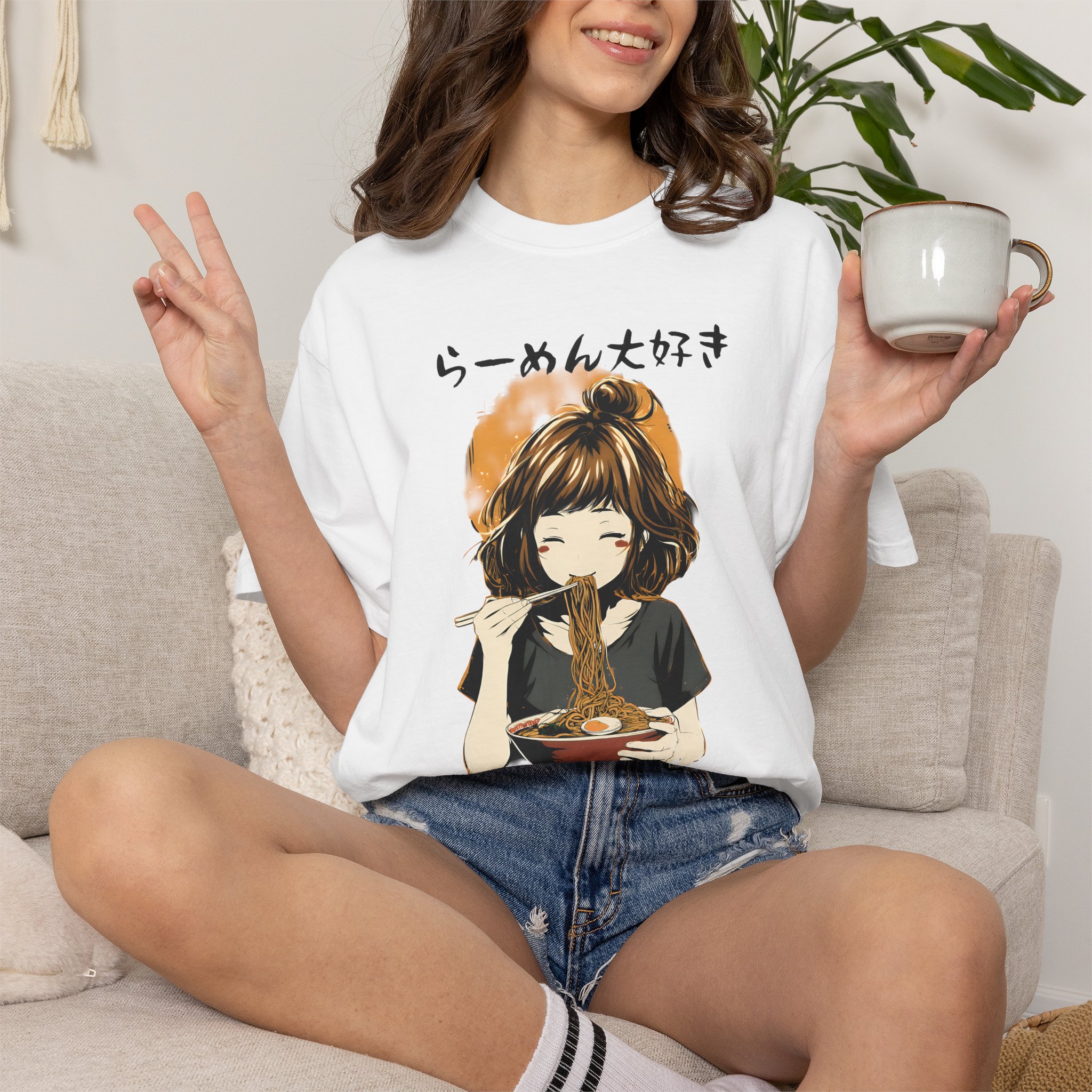 Ramen Lover Anime Girl T-Shirt | Japanese Kawaii Noodle Bowl Manga Streetwear Tee - Image 2