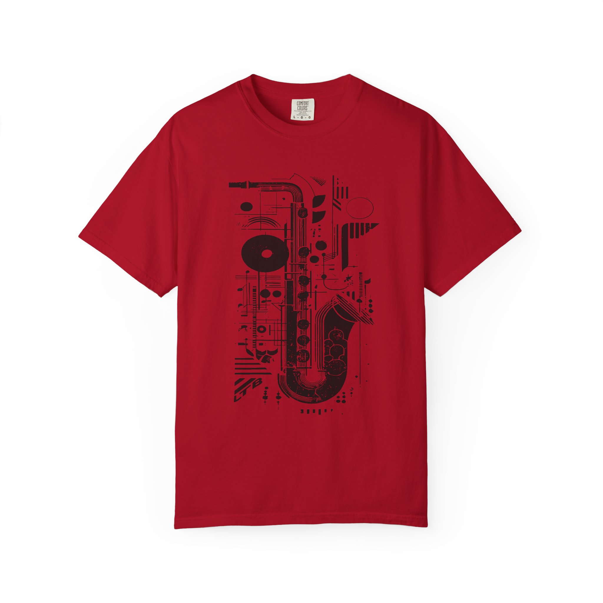 Saxophone Geometric Graphic T-Shirt | Abstract Jazz Instrument Streetwear Tee - Image 16