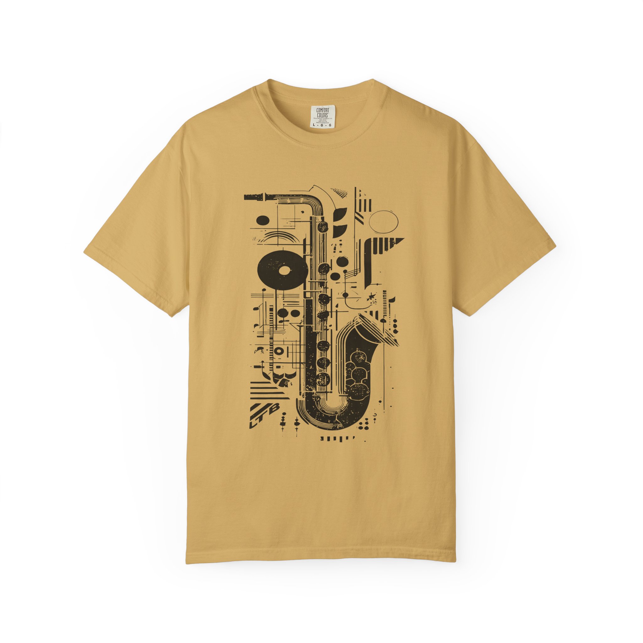 Saxophone Geometric Graphic T-Shirt | Abstract Jazz Instrument Streetwear Tee - Image 5
