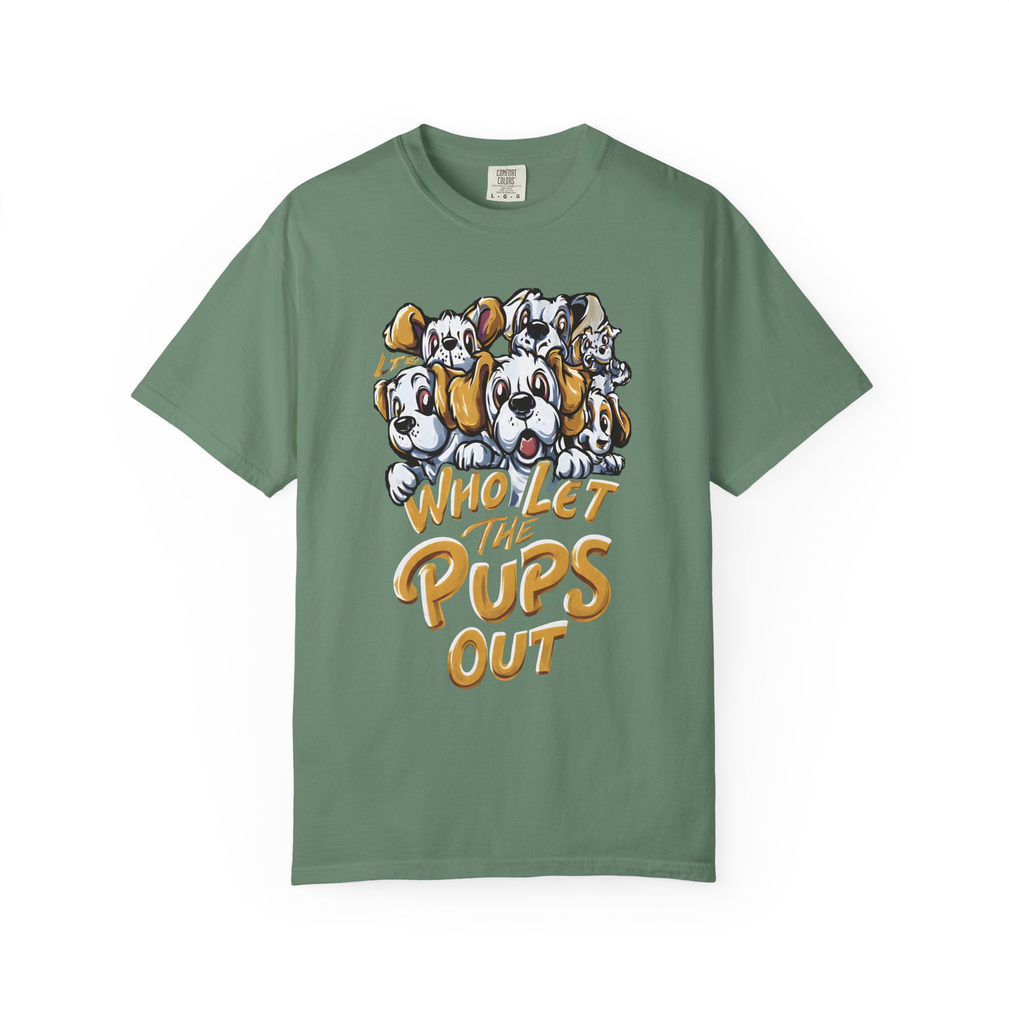 Who Let the Pups Out T-Shirt | Cute Cartoon Puppy Lineup Fun Streetwear Tee - Image 6