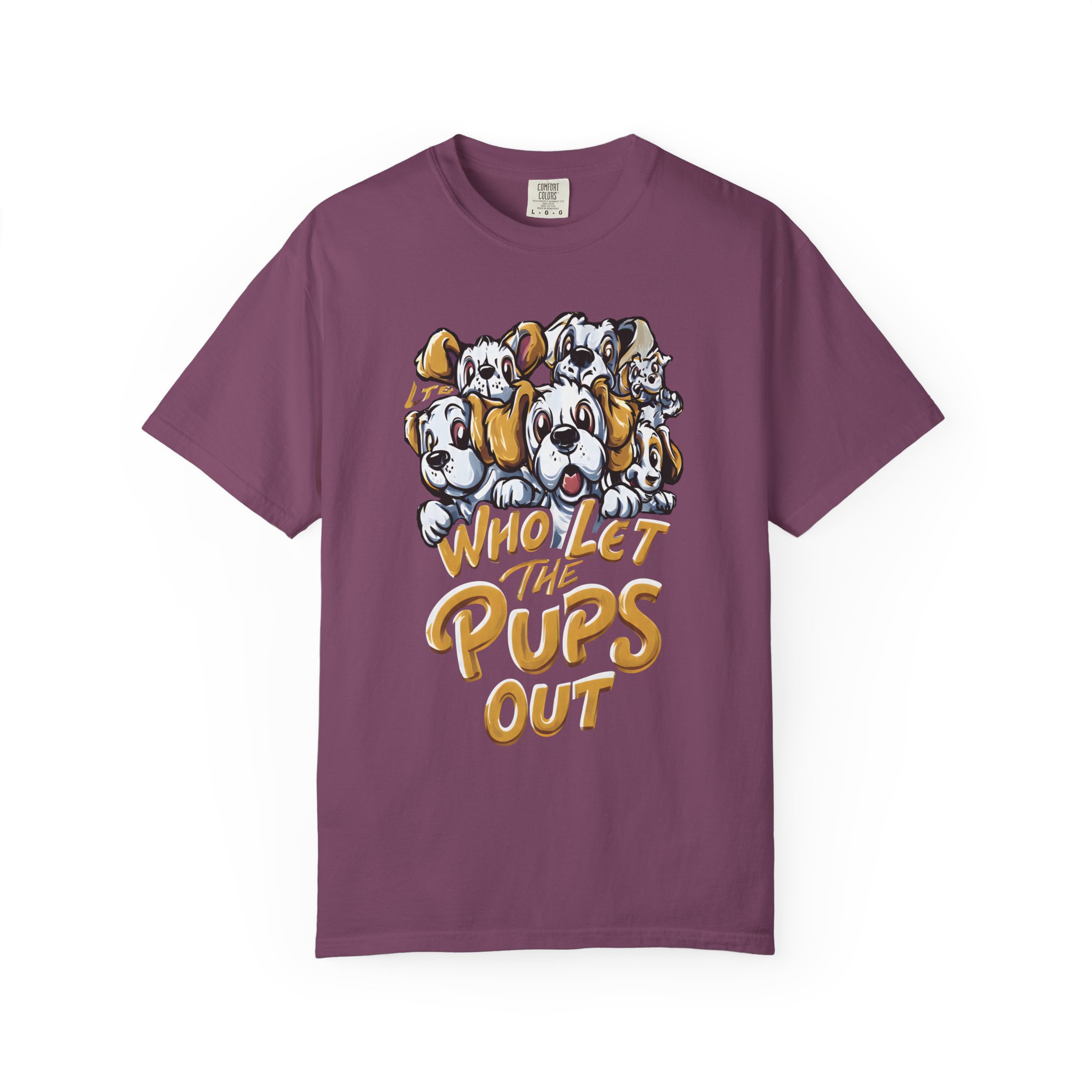 Who Let the Pups Out T-Shirt | Cute Cartoon Puppy Lineup Fun Streetwear Tee - Image 13