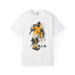 Soccer Goal Graphic T-Shirt | Dynamic Intensity Football With Japanese Kanji Tee