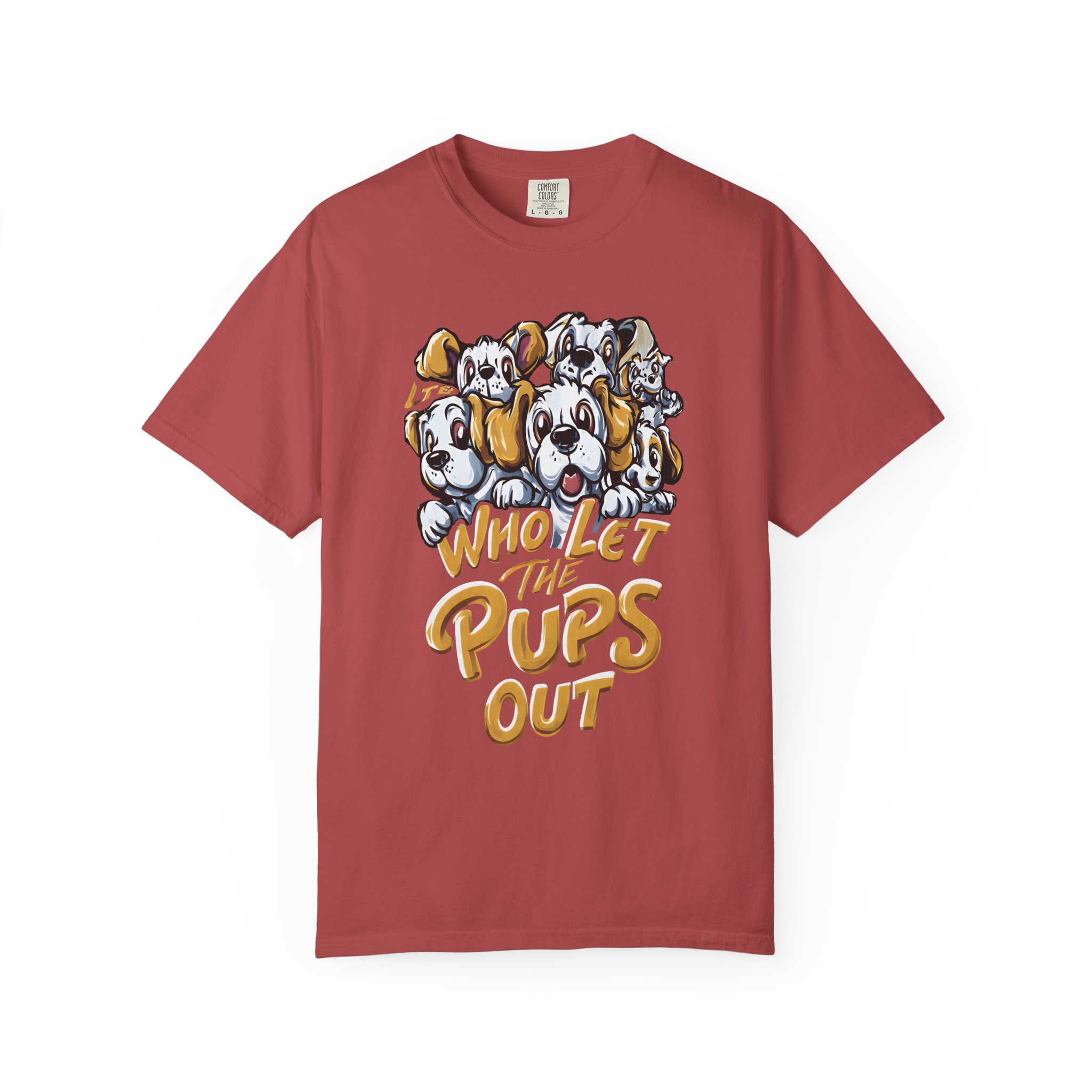 Who Let the Pups Out T-Shirt | Cute Cartoon Puppy Lineup Fun Streetwear Tee - Image 14