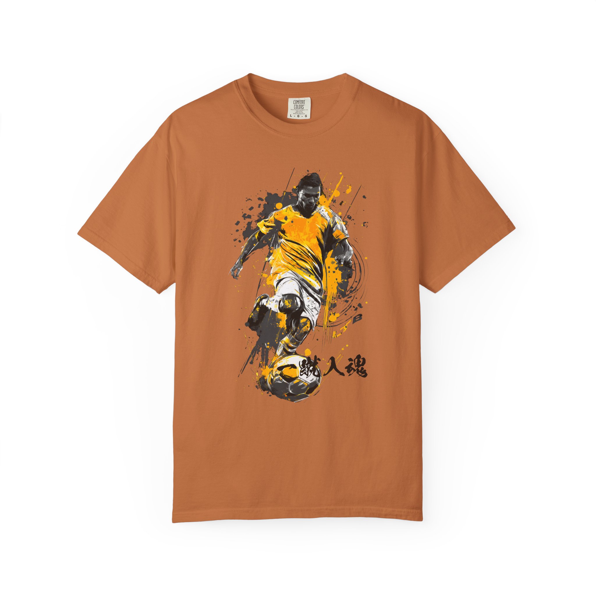 Soccer Goal Graphic T-Shirt | Dynamic Intensity Football With Japanese Kanji Tee - Image 3