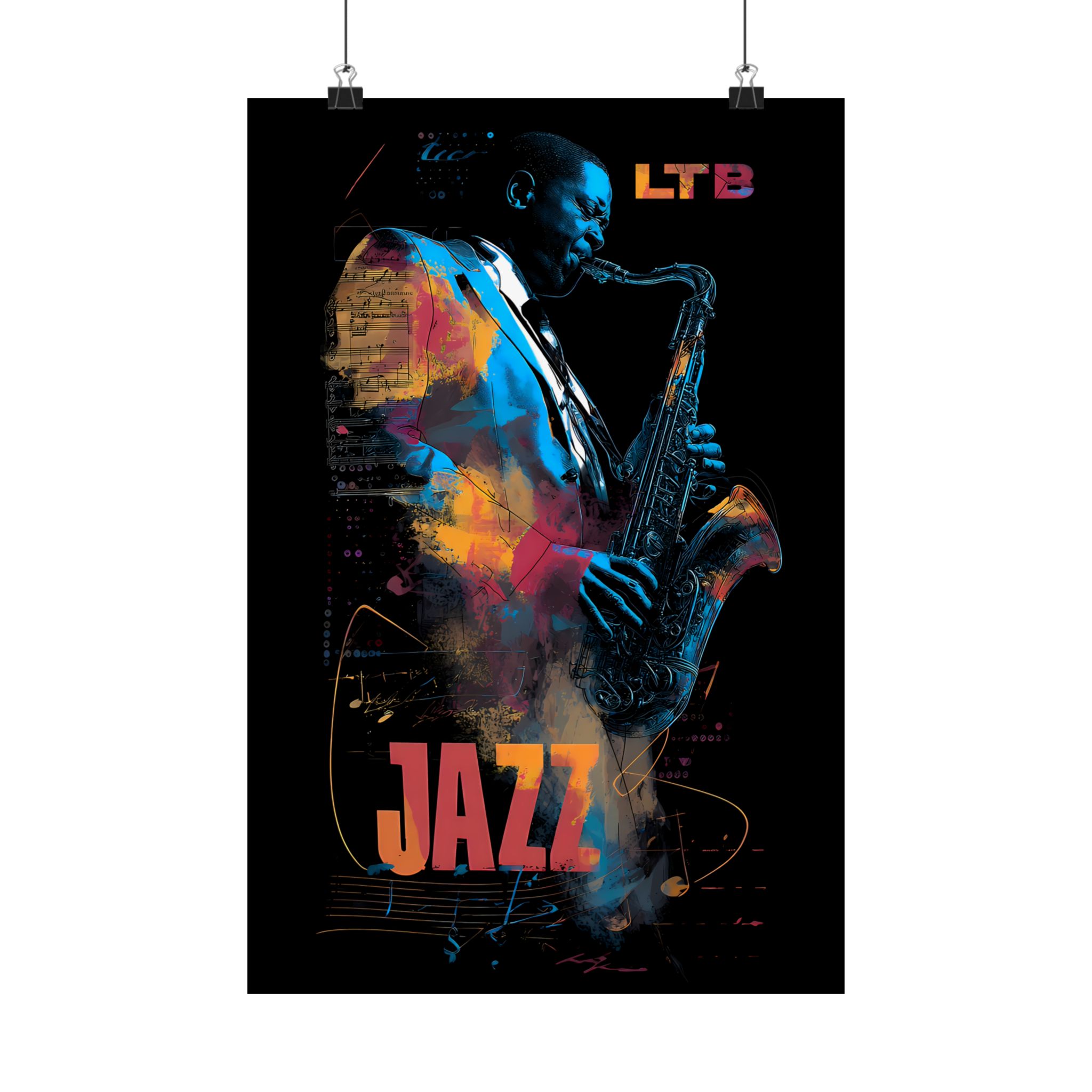 Jazz Saxophone Matte Vertical Poster | Colorful Musician Wall Art Decor - Image 4