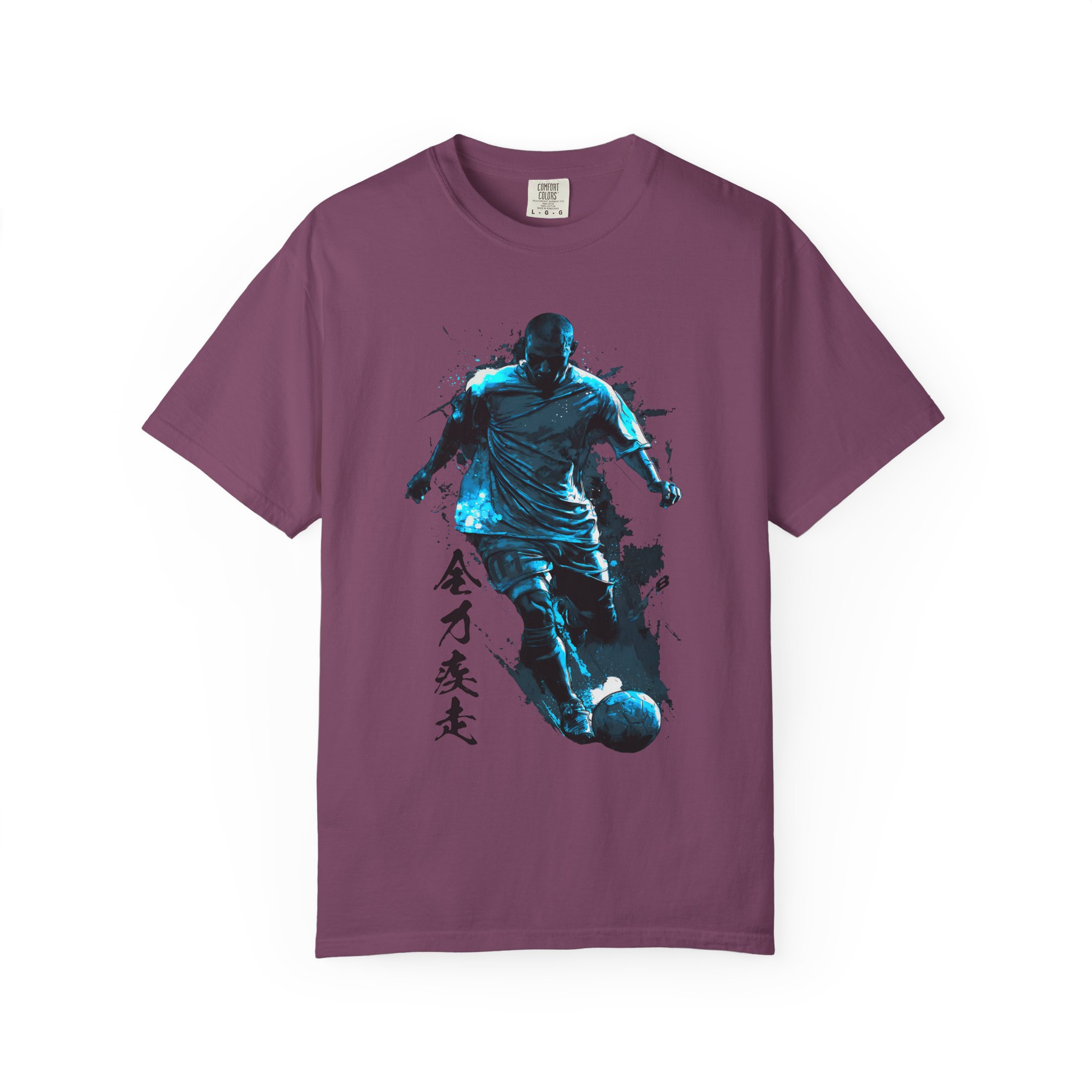 Soccer Goal Graphic T-Shirt | Dynamic Speed Football With Japanese Kanji Tee - Image 12
