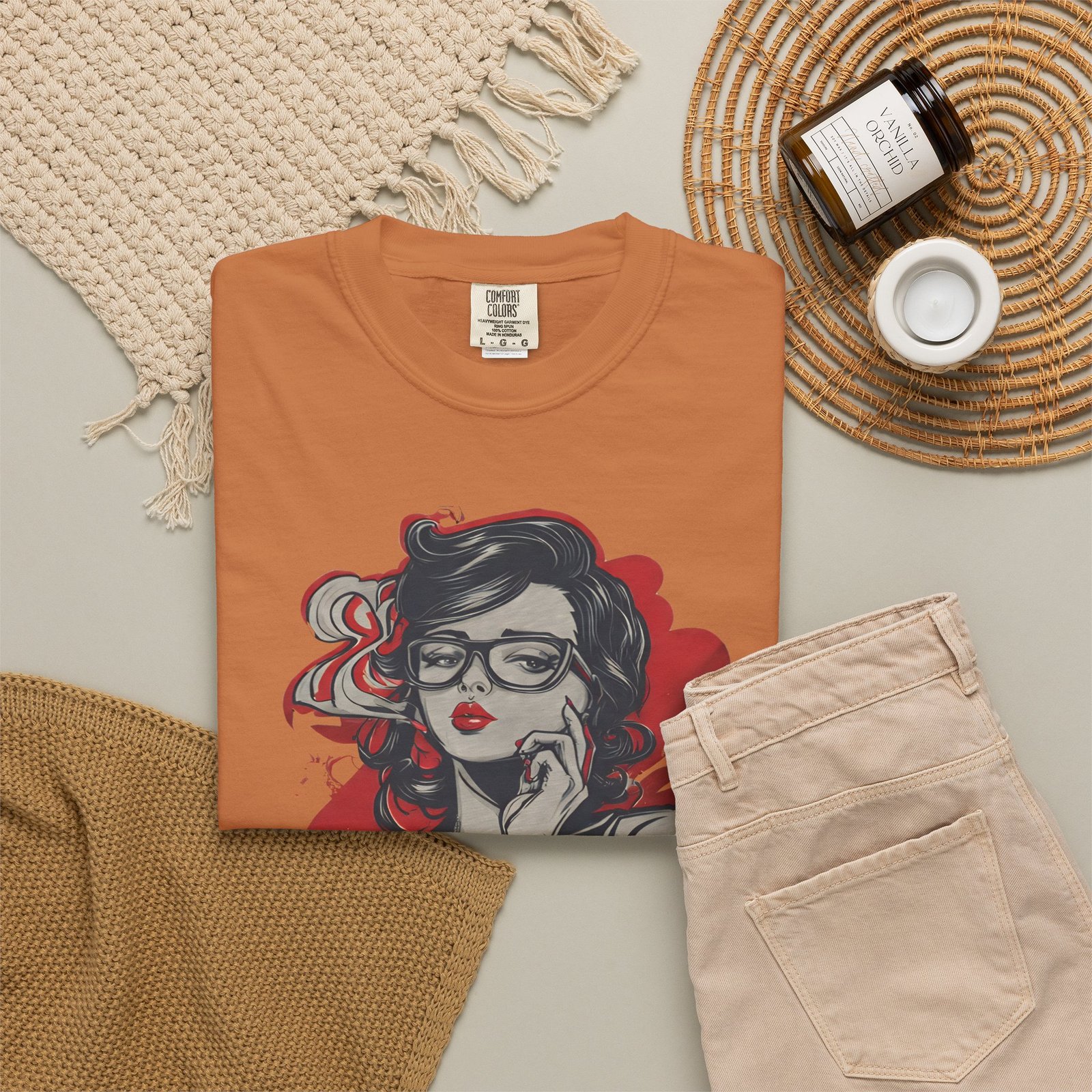 Retro Pinup Girl Graphic T-Shirt | Vintage Glasses Fashion Graphic Tee - Image 3