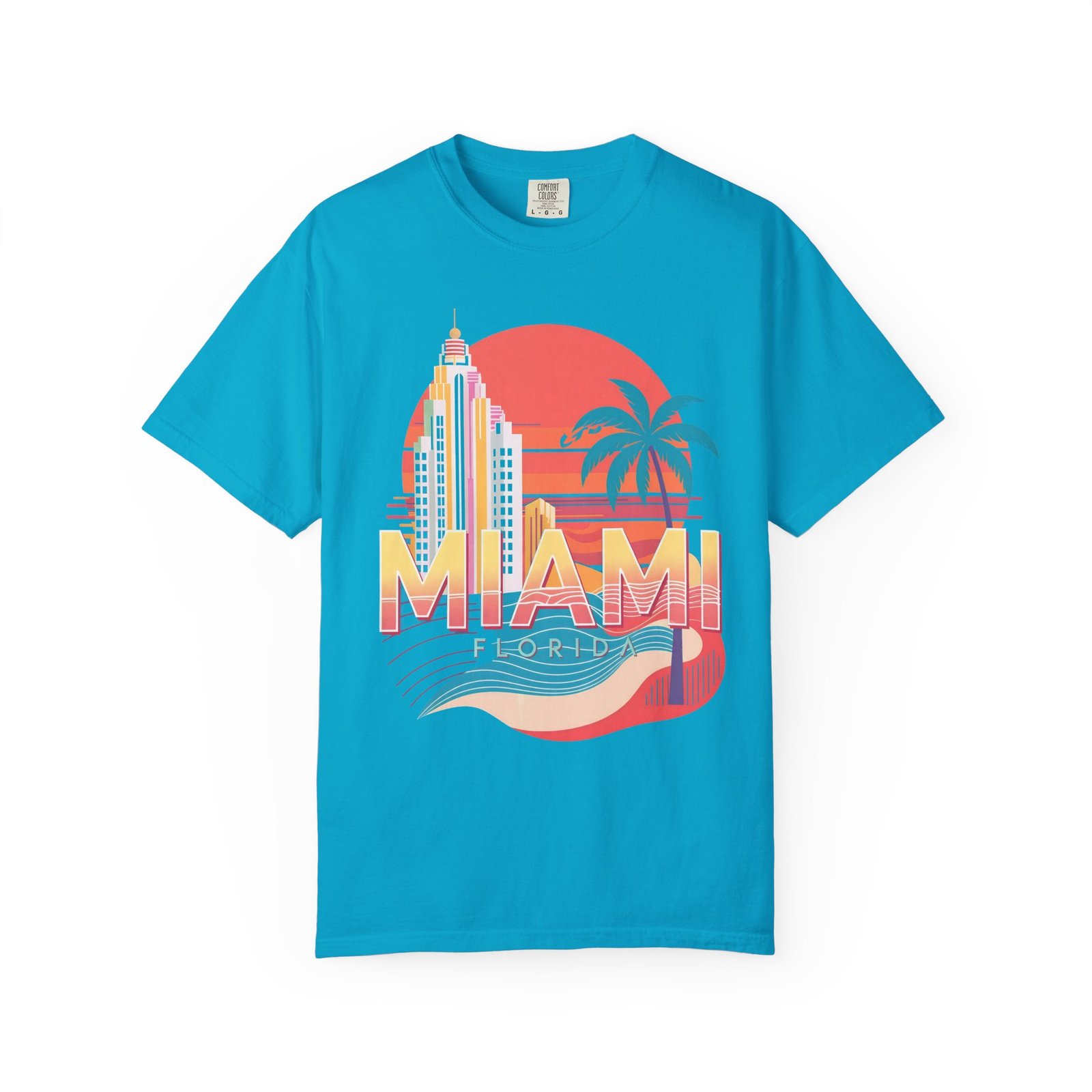 Miami Florida T-Shirt | Vintage Palm Beach Skyline Vacation Streetwear Tee - Image 10