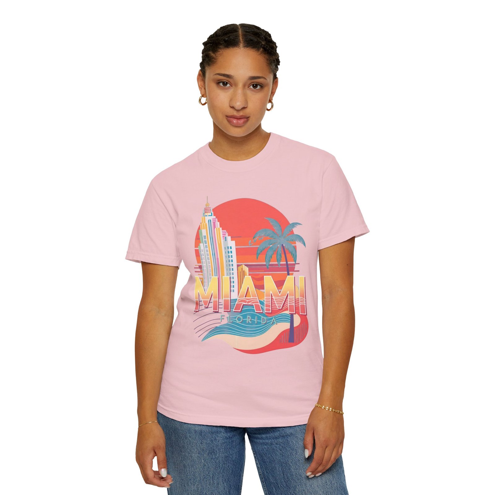 Miami Florida T-Shirt | Vintage Palm Beach Skyline Vacation Streetwear Tee - Image 12