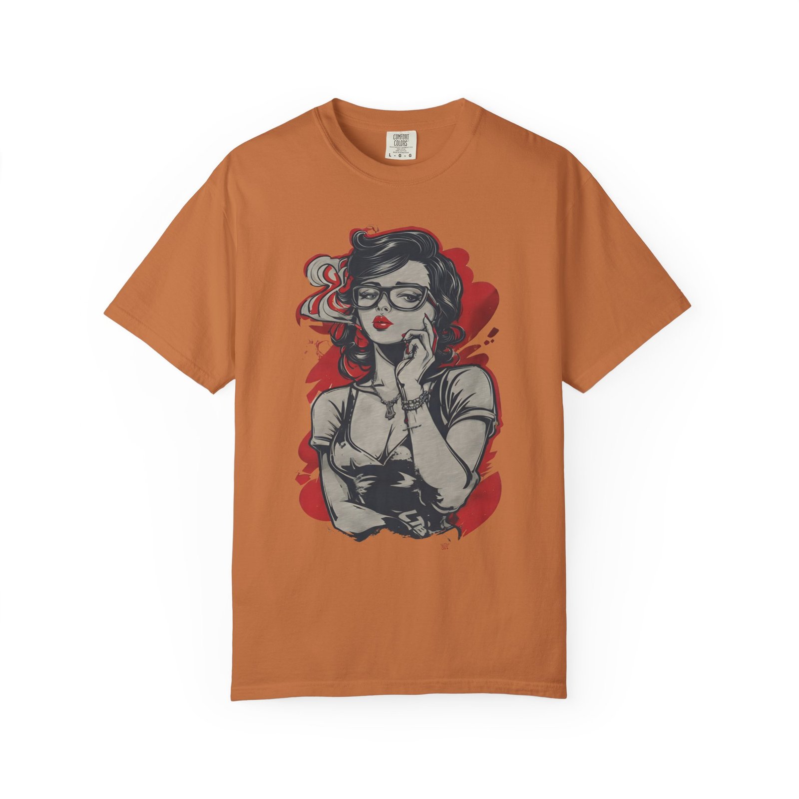 Retro Pinup Girl Graphic T-Shirt | Vintage Glasses Fashion Graphic Tee - Image 2