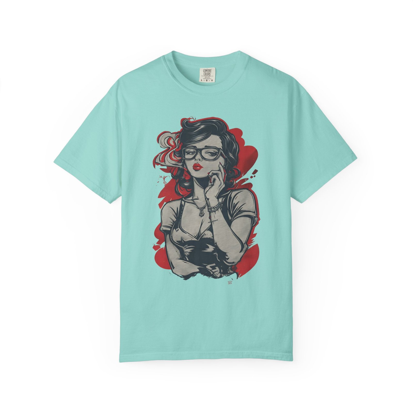 Retro Pinup Girl Graphic T-Shirt | Vintage Glasses Fashion Graphic Tee - Image 5