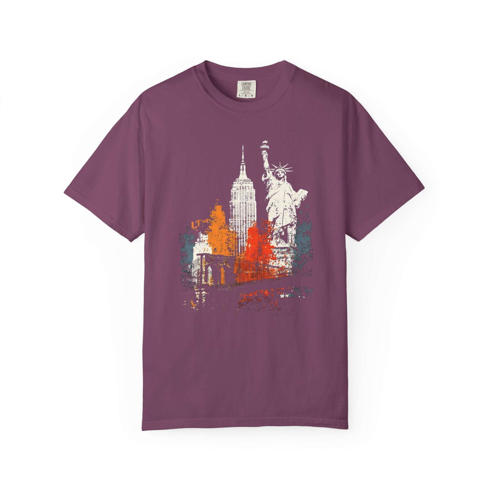 New York City Double Sided T-Shirt | NYC Skyline Statue of Liberty Front & Back Graphic Tee - Image 13