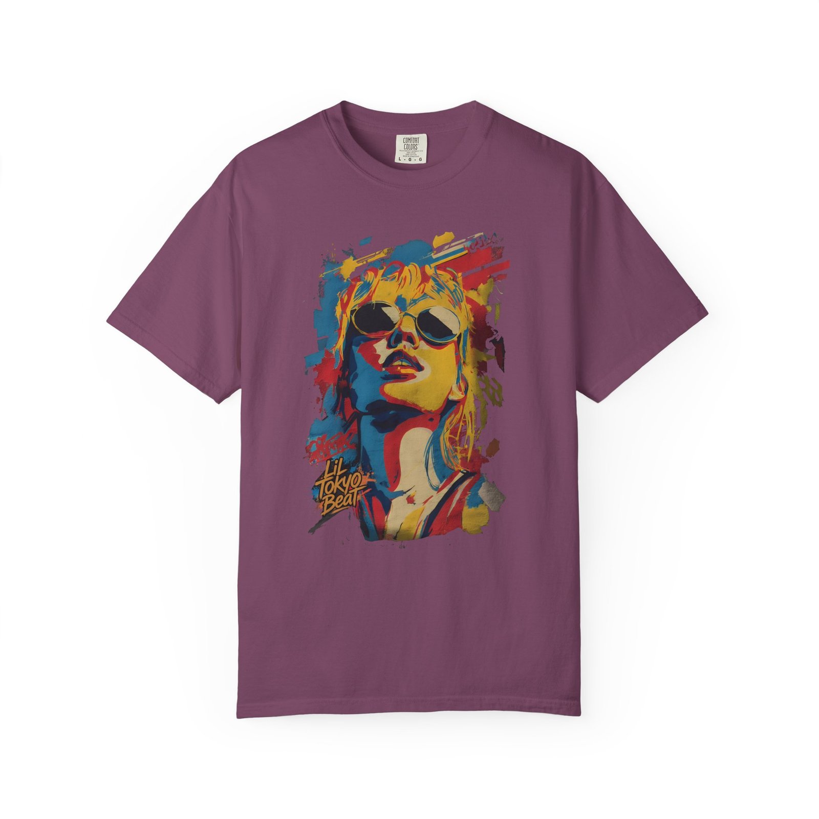 Girl Wearing Sunglasses Portrait T-Shirt | Color Splash Pop Art Graphic Tee - Image 12