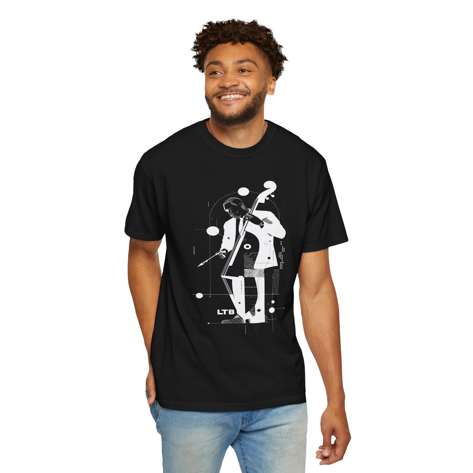 Jazz Bass Player T-Shirt | Modern Upright Bass Music Streetwear Tee - Image 2