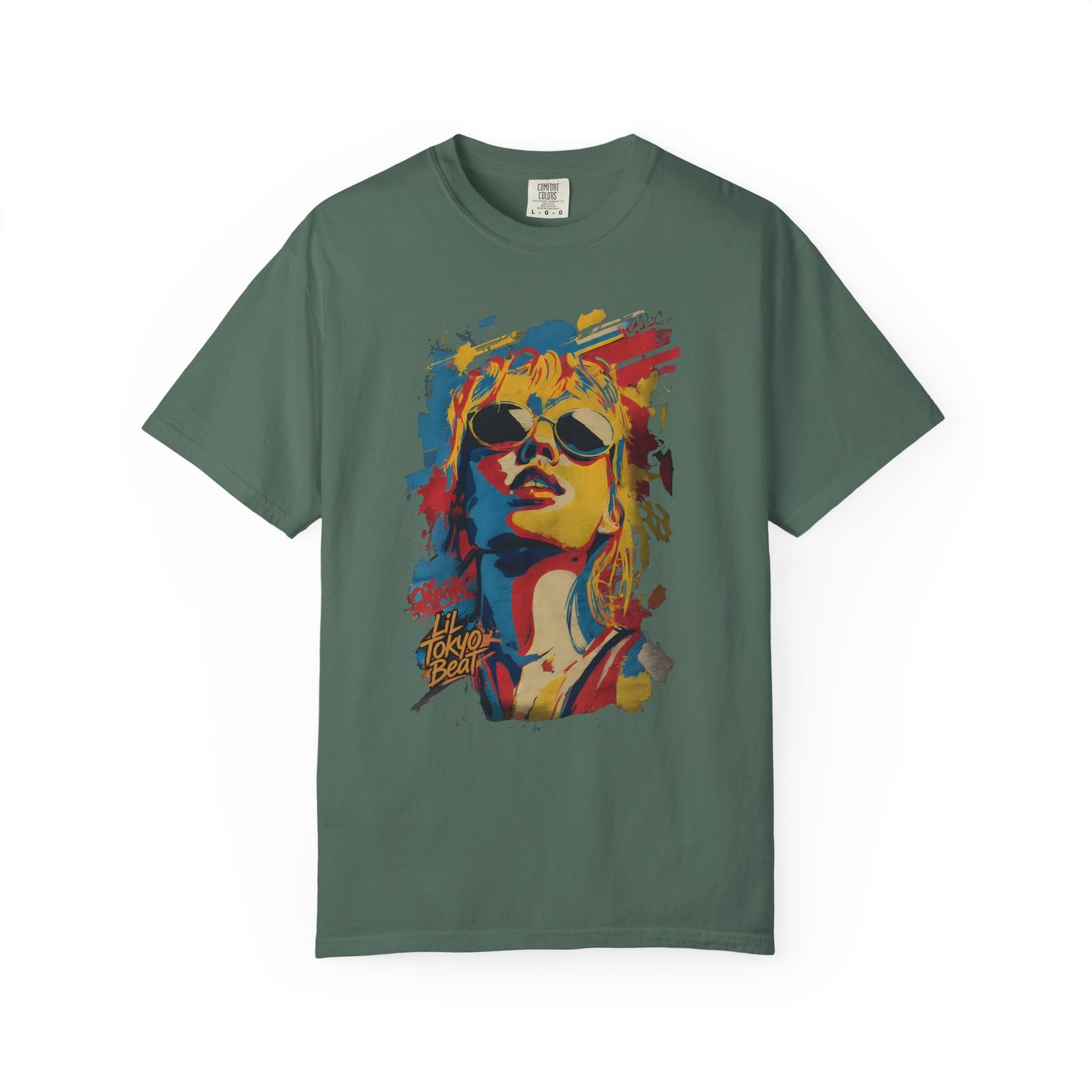 Girl Wearing Sunglasses Portrait T-Shirt | Color Splash Pop Art Graphic Tee - Image 5