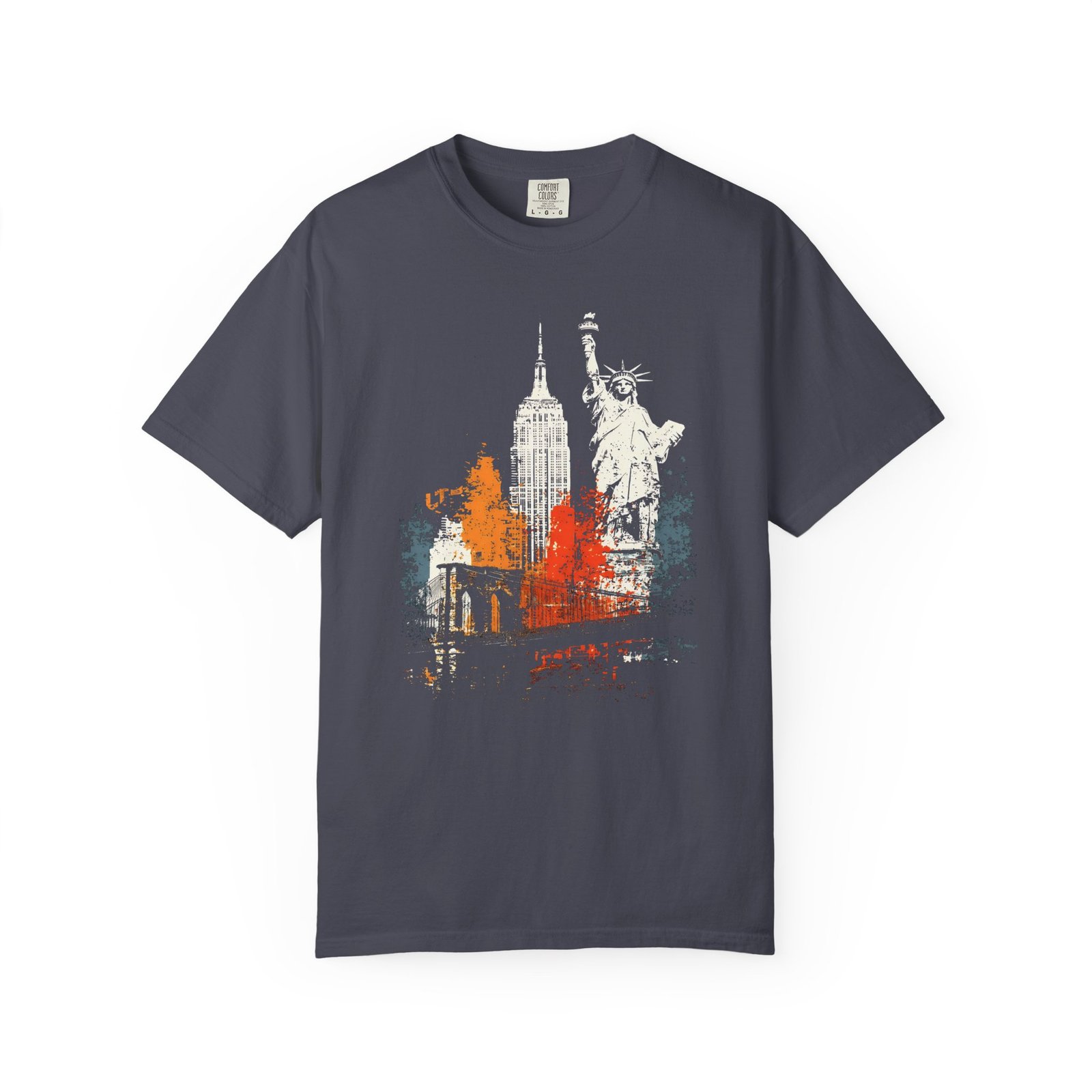 New York City Double Sided T-Shirt | NYC Skyline Statue of Liberty Front & Back Graphic Tee - Image 12
