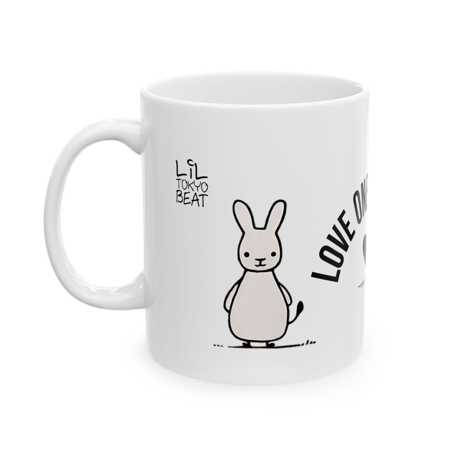 Love One Another Mug | Rabbit & Elephant Ceramic Coffee Mug Gift - Image 4