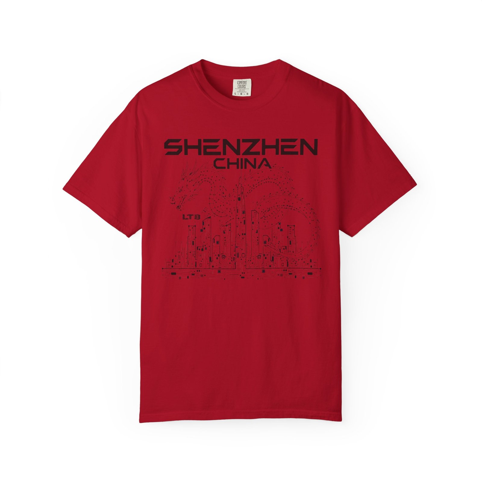 Shenzhen China Double‑Sided T-Shirt | Tech City Skyline Graphic Back Print Tee - Image 17