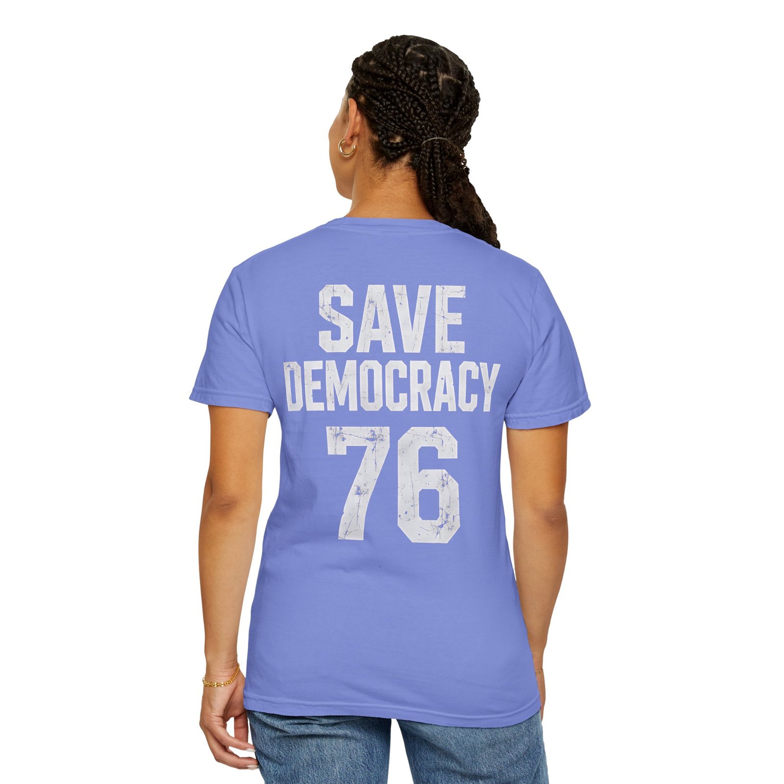 USA Double‑Sided T-Shirt | Save Democracy 76 Statement Streetwear Tee - Image 8