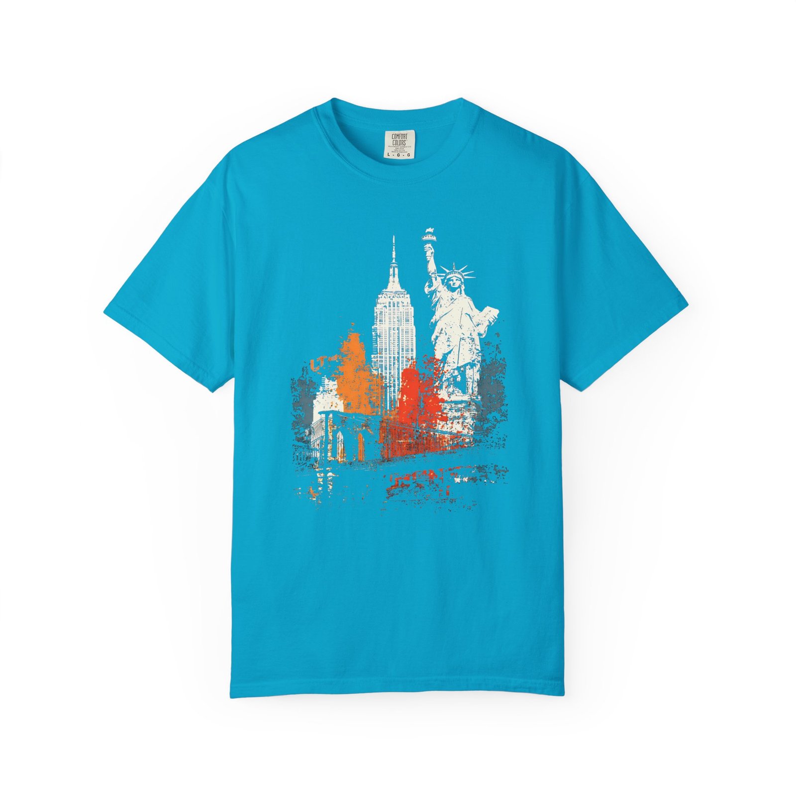 New York City Double Sided T-Shirt | NYC Skyline Statue of Liberty Front & Back Graphic Tee - Image 8
