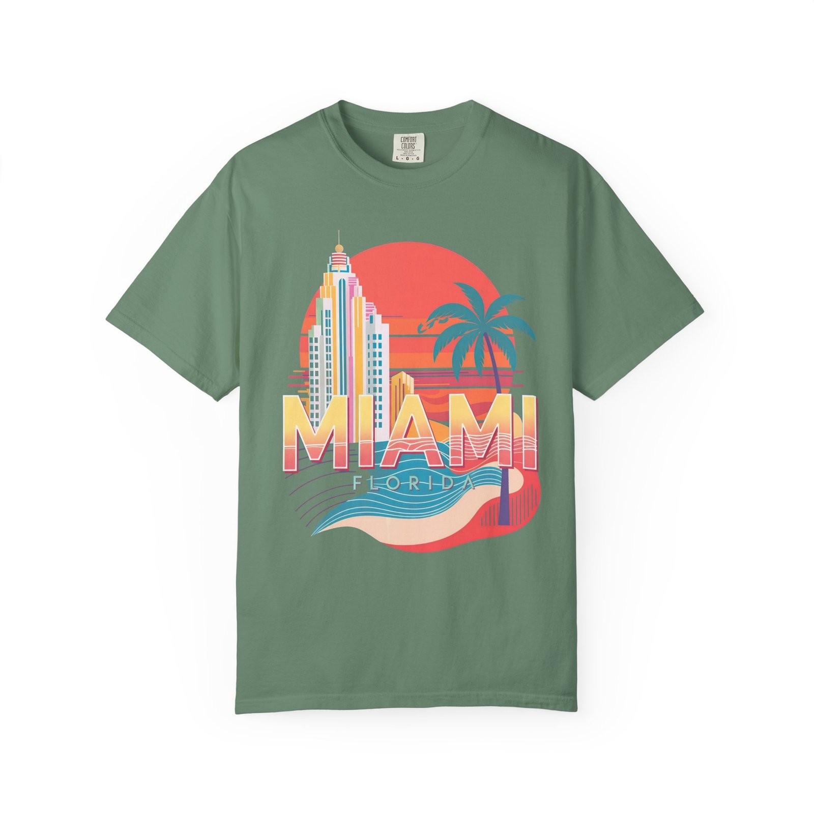 Miami Florida T-Shirt | Vintage Palm Beach Skyline Vacation Streetwear Tee - Image 8
