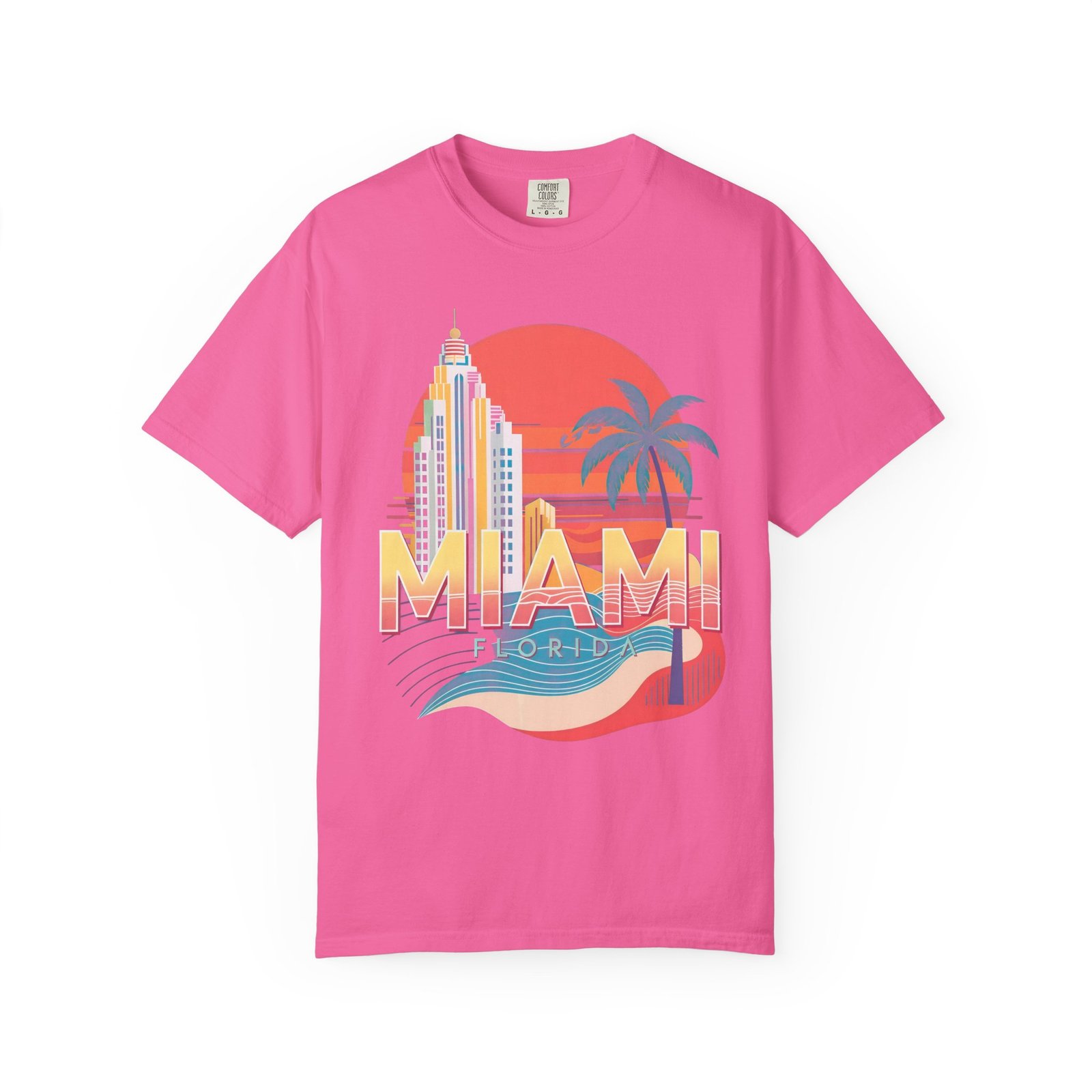 Miami Florida T-Shirt | Vintage Palm Beach Skyline Vacation Streetwear Tee - Image 13