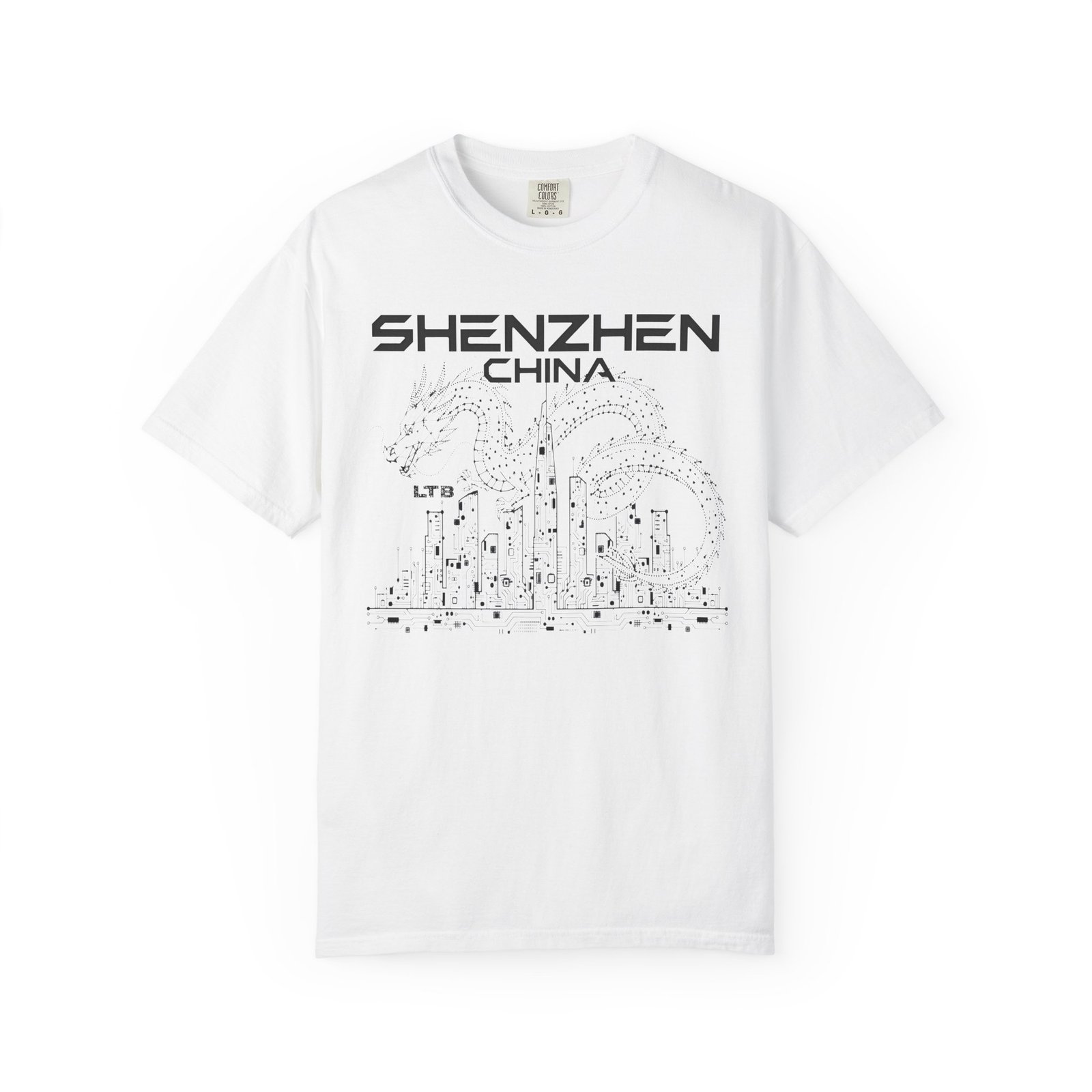 Shenzhen China Double‑Sided T-Shirt | Tech City Skyline Graphic Back Print Tee