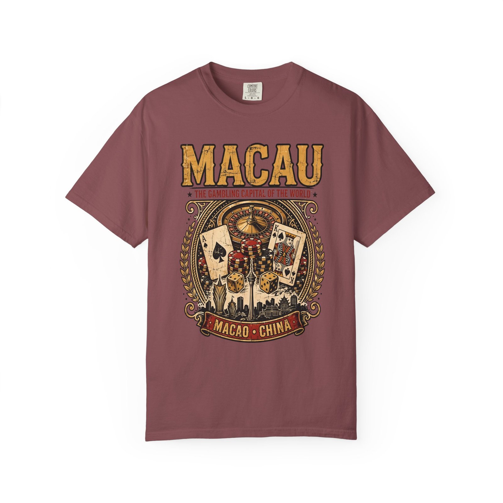 Macau China Vintage T-Shirt | Casino Capital of the World Graphic Tee - Image 2