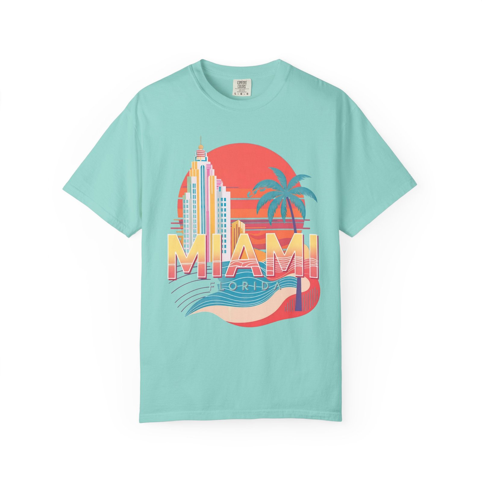 Miami Florida T-Shirt | Vintage Palm Beach Skyline Vacation Streetwear Tee - Image 7