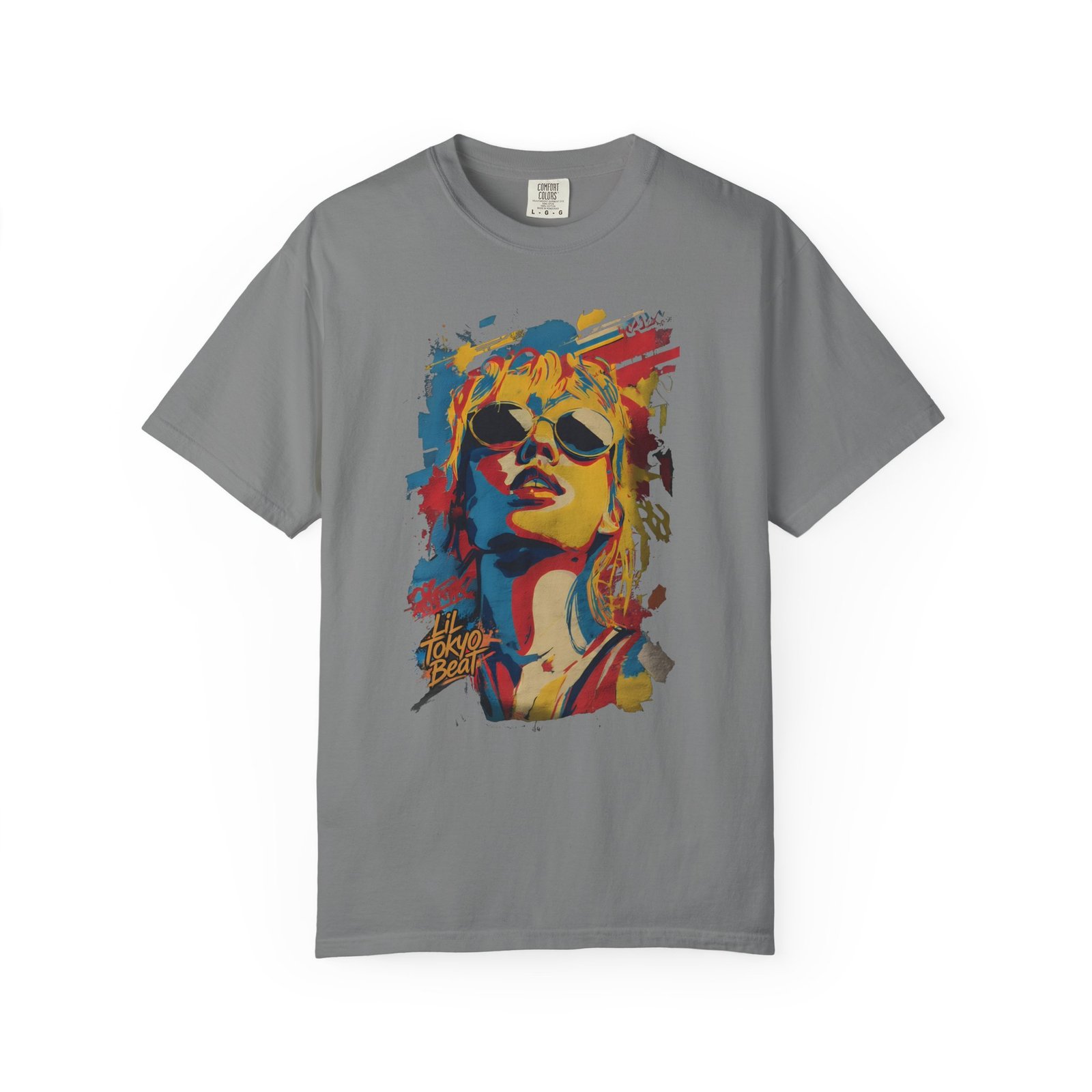Girl Wearing Sunglasses Portrait T-Shirt | Color Splash Pop Art Graphic Tee - Image 4